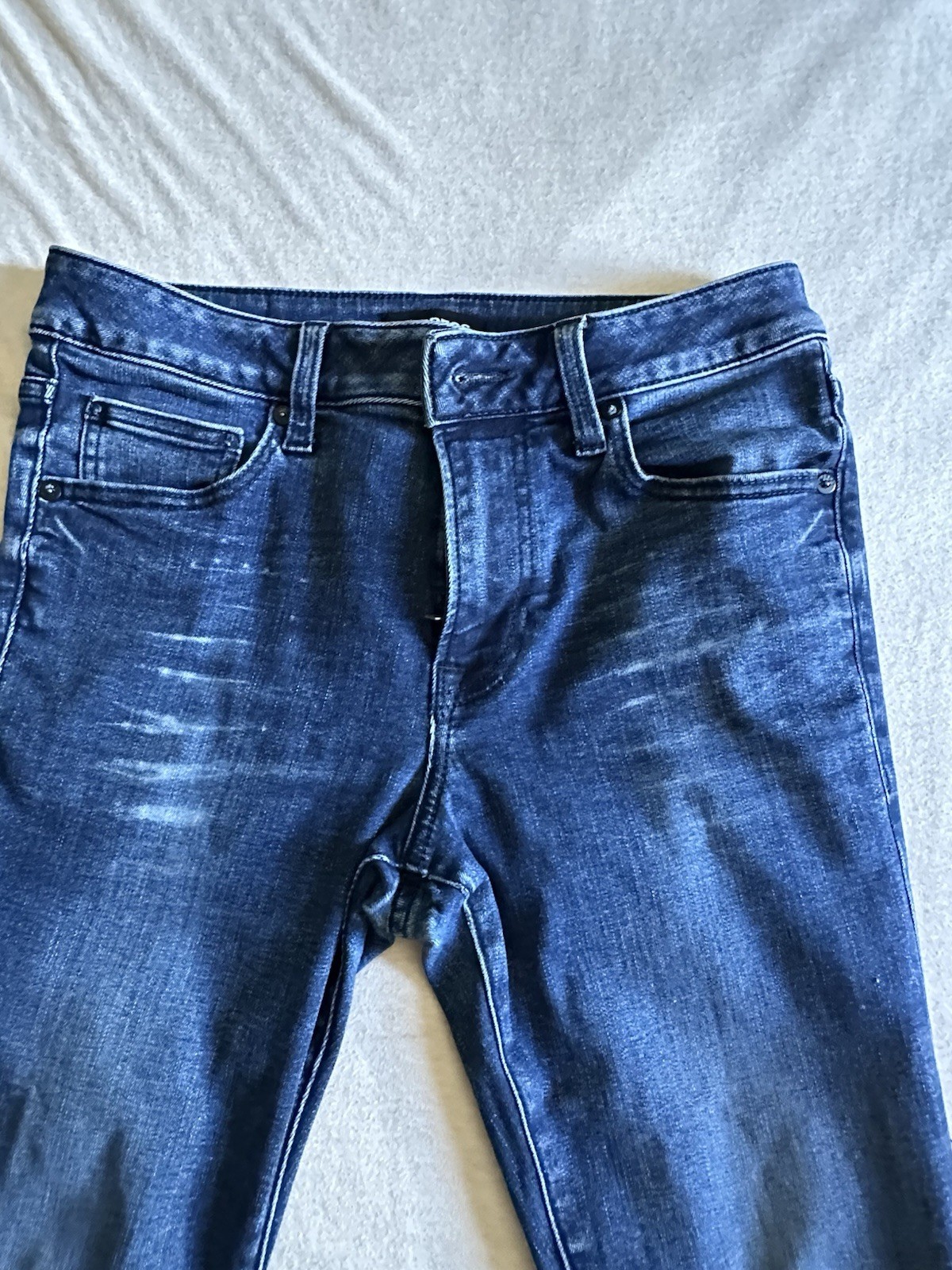 Express Women’s Skinny Jeans Dark Wash Blue Denim Slim Fit 5-Pocket Button