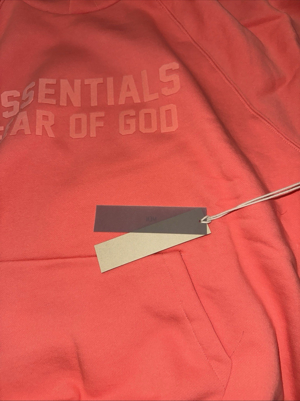 Essentials Fear of God Men’s S Regular Pink Solid Pullover Hoodie Logo LS