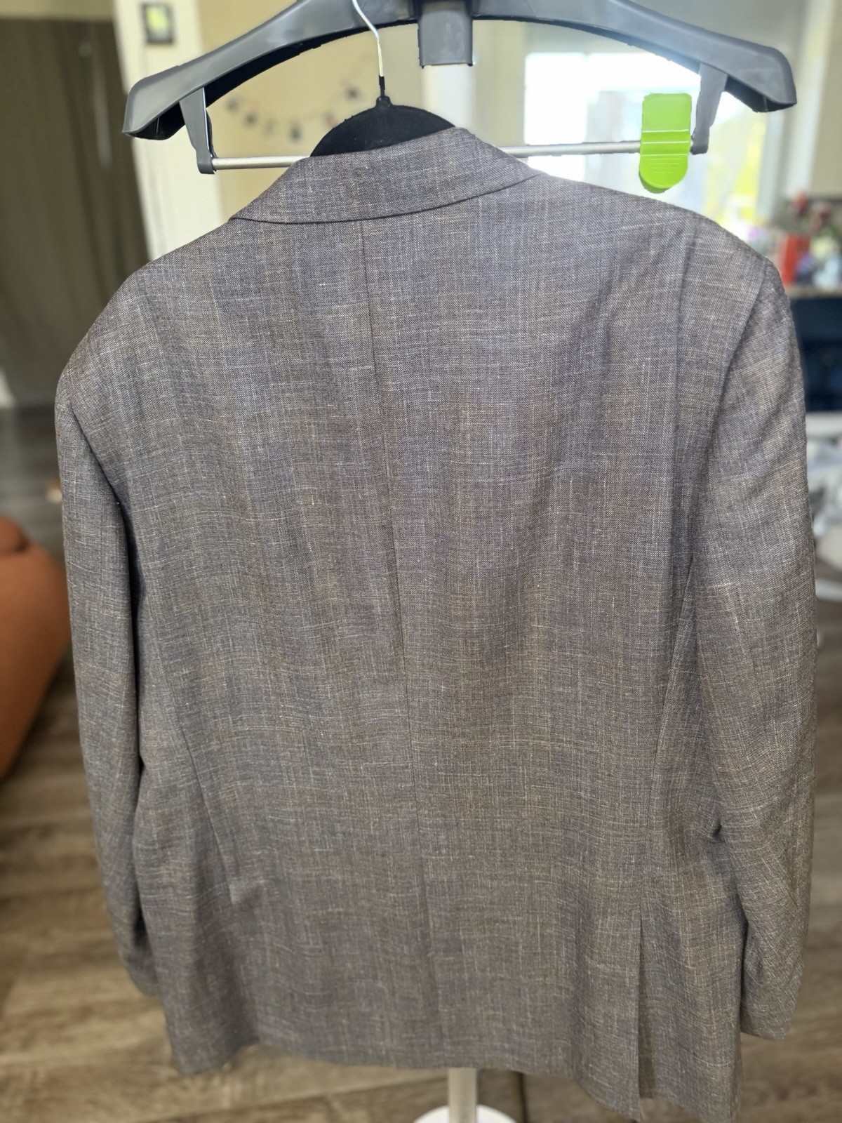 Loro Piana Gray Tweed Wool Blazer Two-Button Single-Breasted Double Vent Size 56