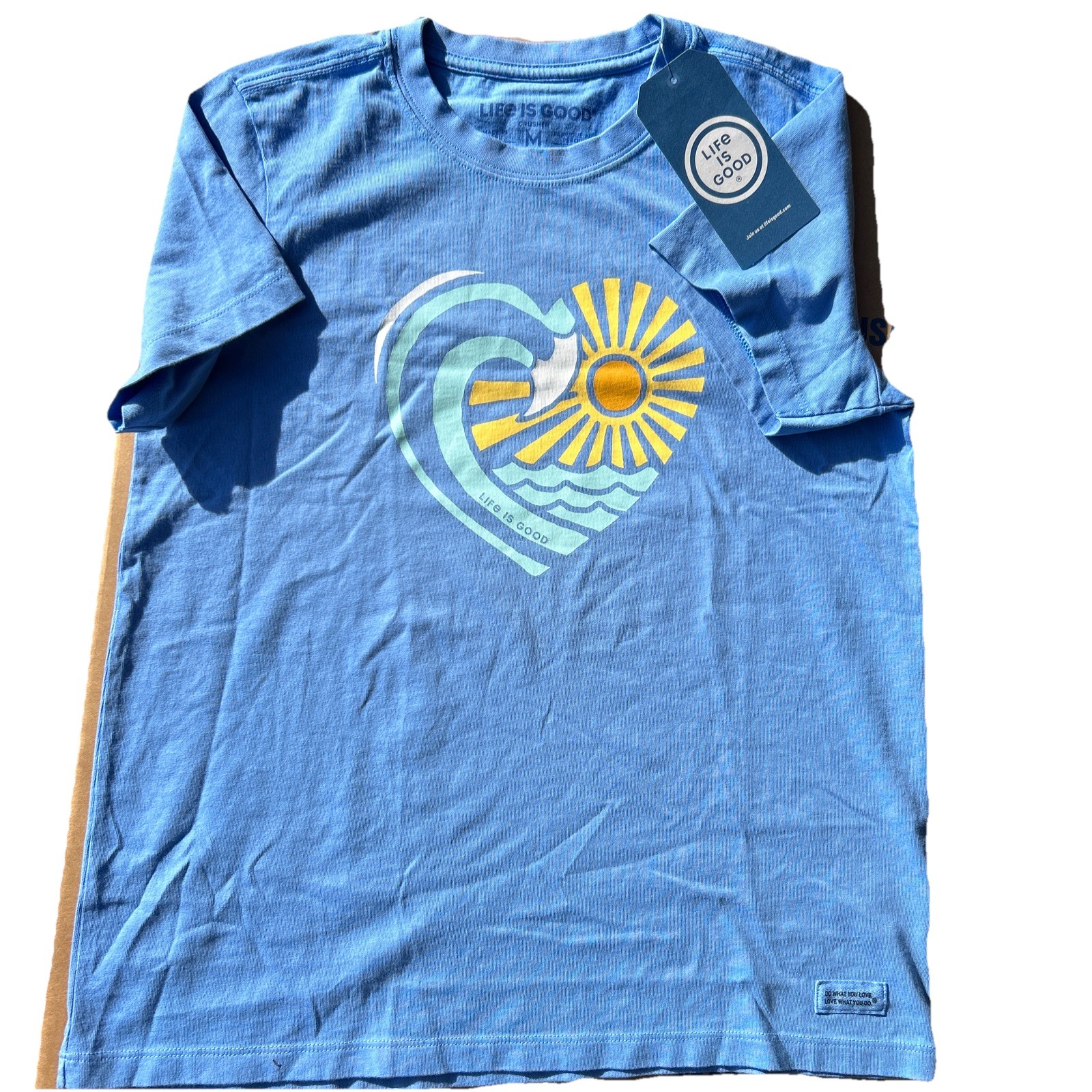 Womens Life Is Good Crusher Tee WaveHeart NWT Blue T-shirt