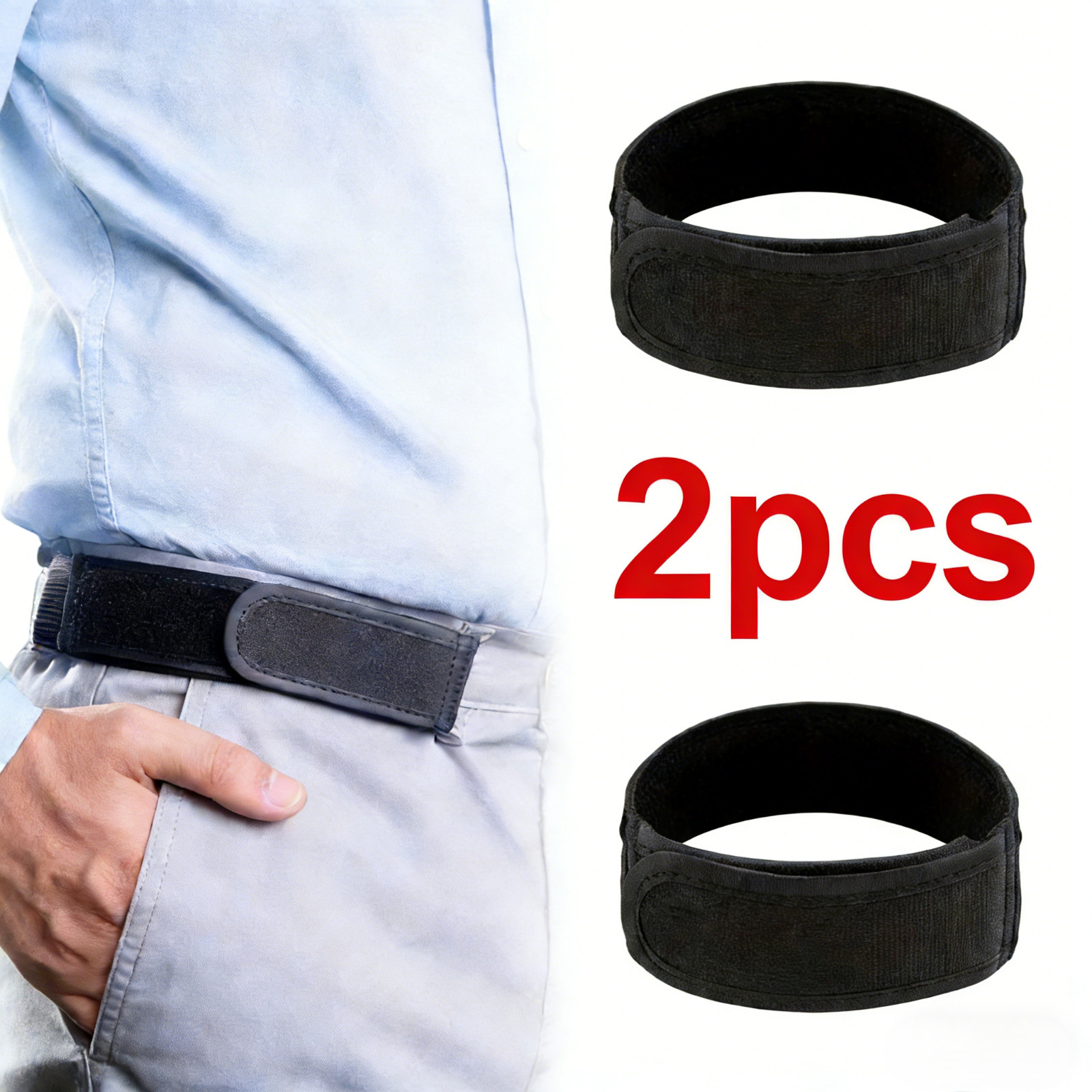 2PCS Adjustable No Buckle Belt for Men Elastic Stretch Waist Comfort Belt/L size
