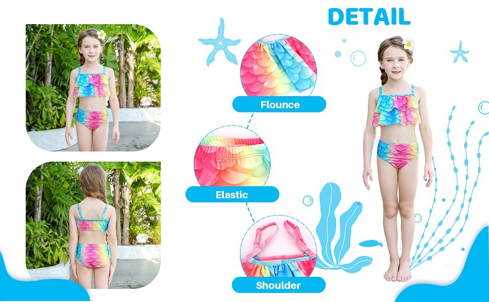 Mermaid Tails, Mermaid Tails For Swiming For Girls,4 PCS Girls Swimsuit 9-10Y