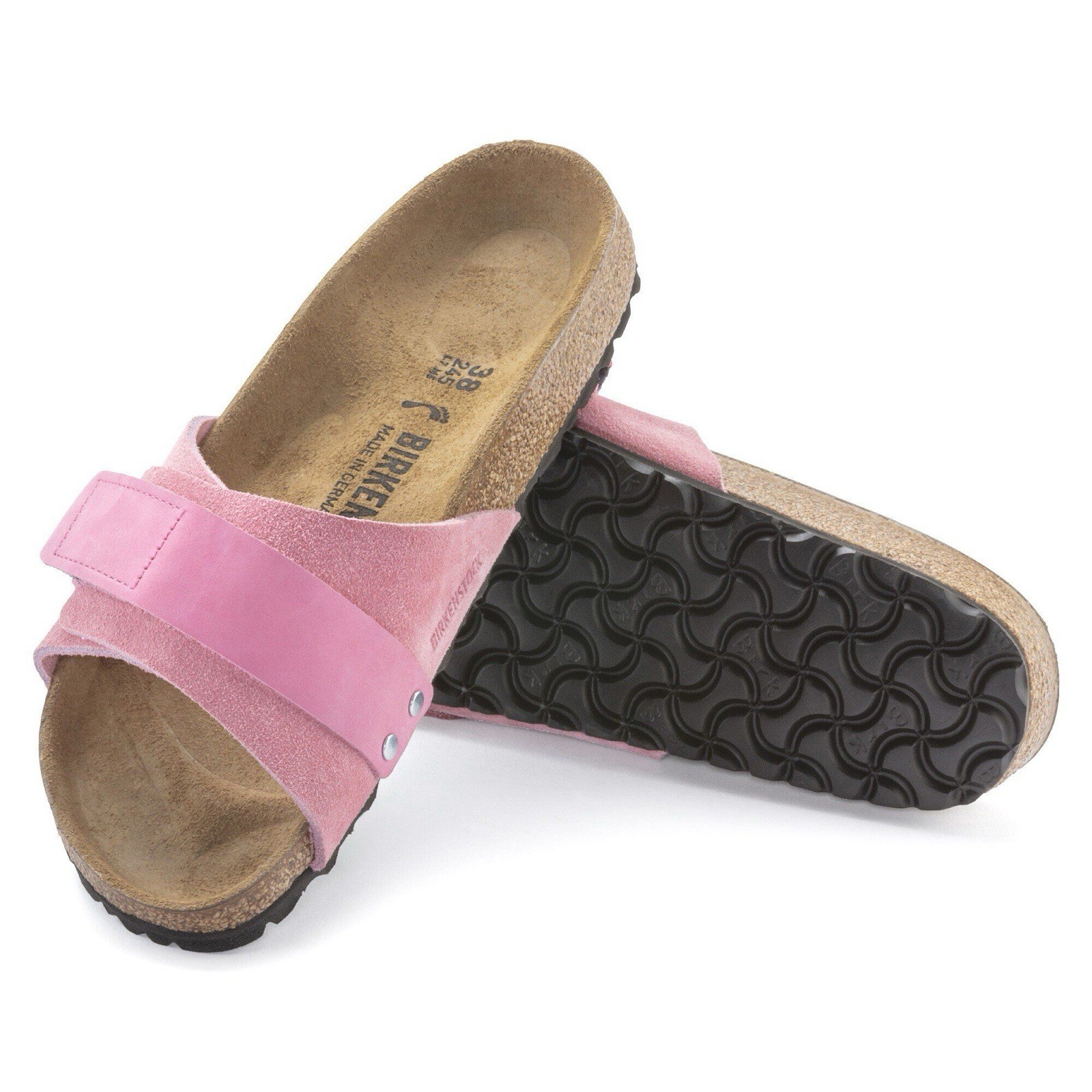 Birkenstock Oita Suede Leather Candy Pink Slide Sandals Adjustable Strap US 6