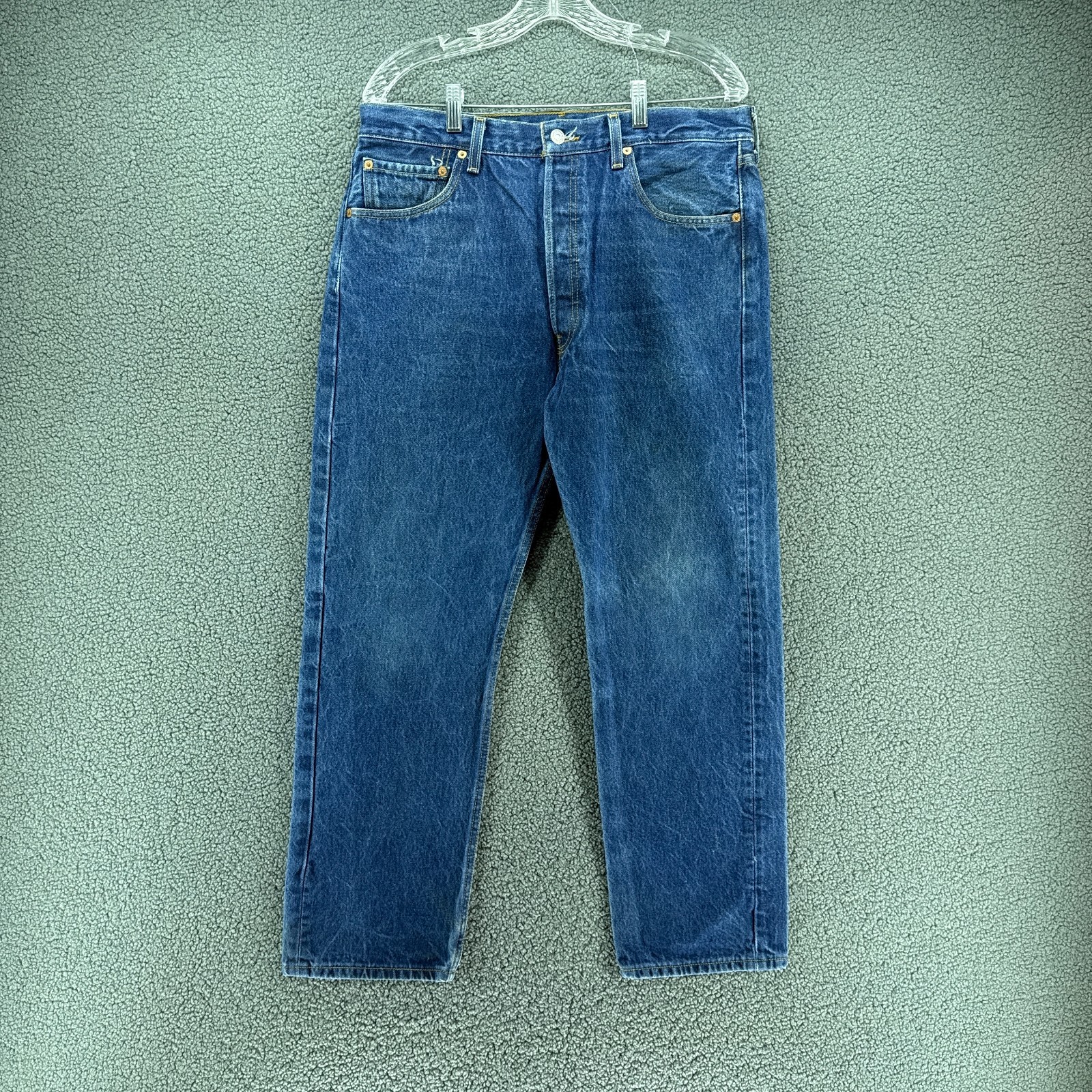 Vtg Levis 501 Jeans Mens 36×33 Dark Wash Meas 33×29 Shrink to Fit Denim