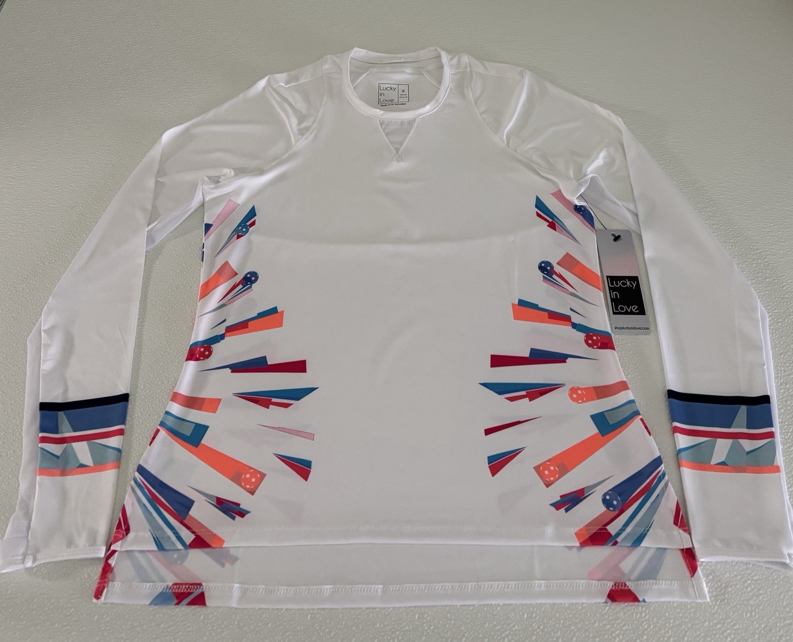 New LUCKY IN LOVE Golf Tennis Top XS S M L Berry Best Long Sleeve Semi Fitted F3