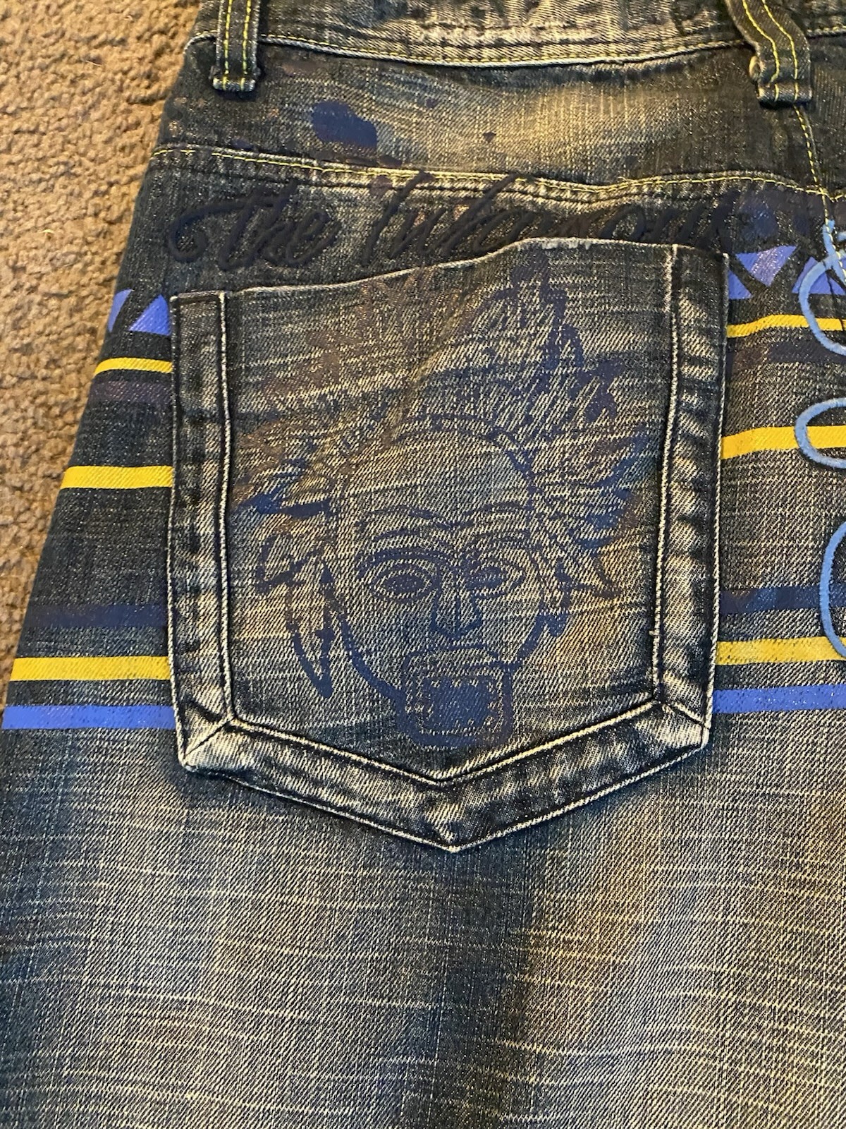 Vintage Y2K AKademics wide Legged Baggy Jeans Size 36 Grudge 90s Hip Hop Style