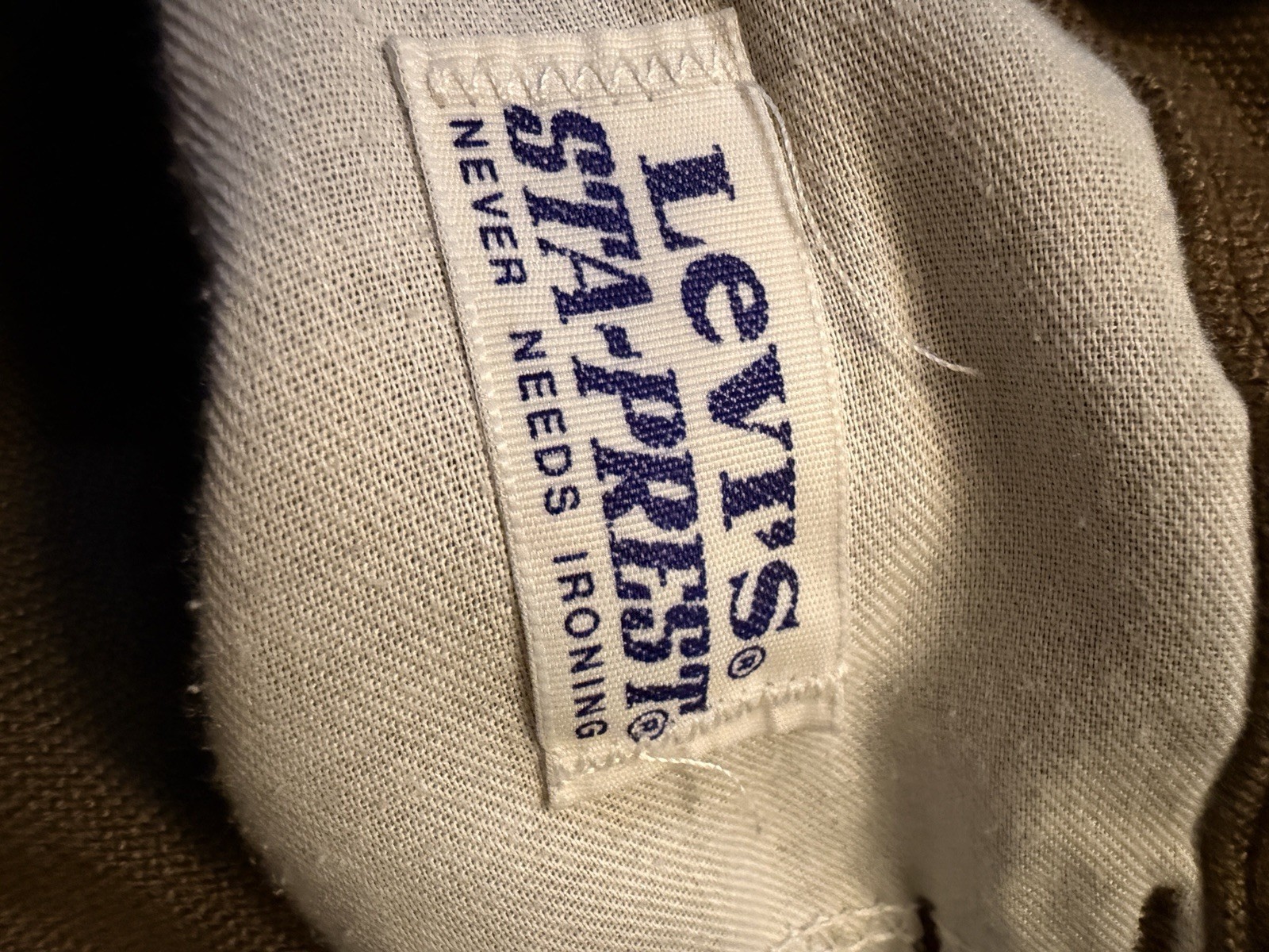 Vtg 1980s Levi’s Sta-Prest Men’s Brown Action Pants 34W Straight Flat Front Zip