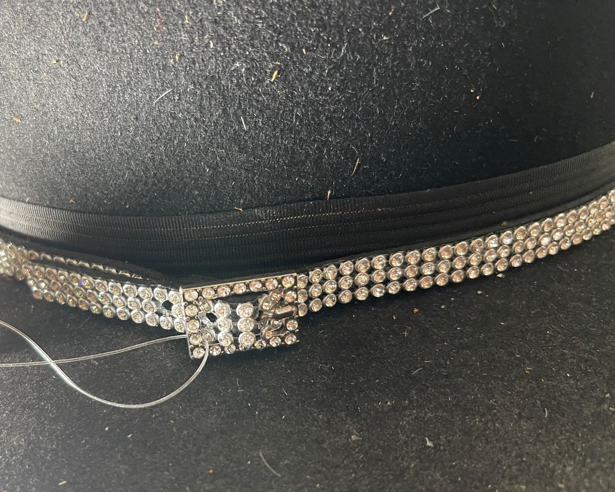 Western Womens Hatband 27.5 x 3/8 in Crystal Buckle 3 Row Cowboy Rodeo Horse