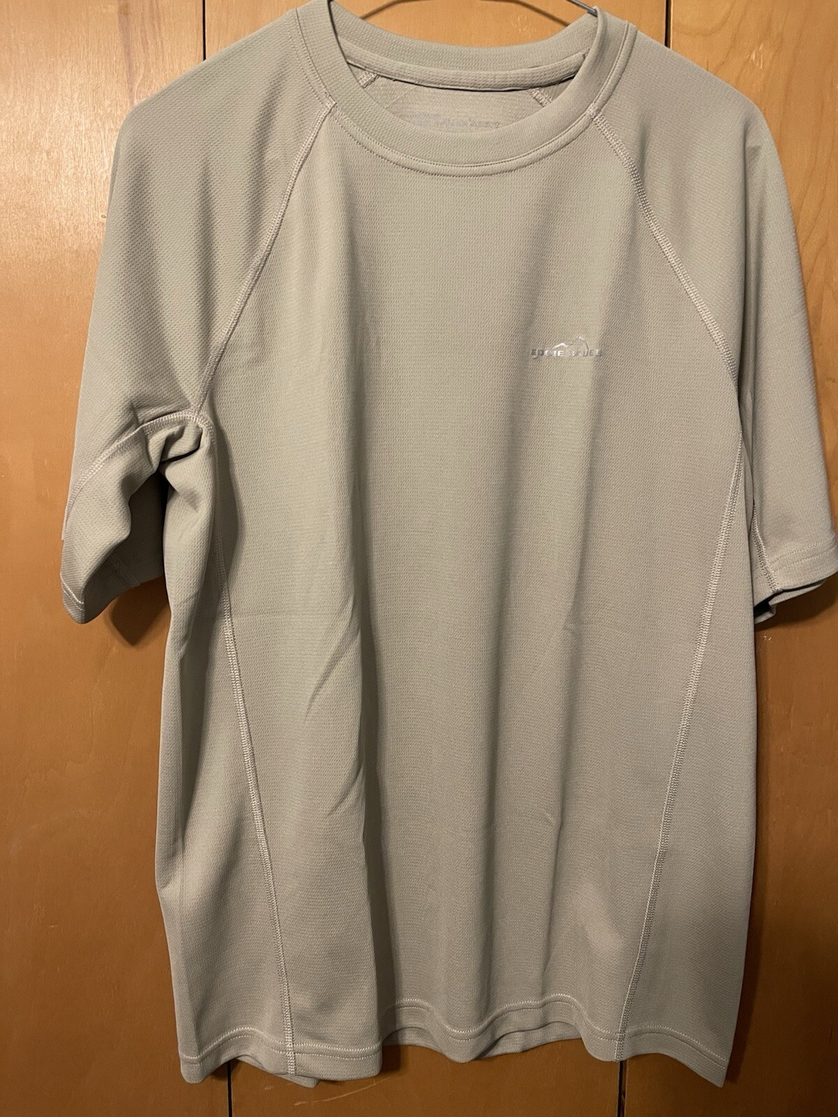 EDDIE BAUER SPORT ACTIVE FREEDRY BEIGE TAN PERFORMANCE SHORT SLEEVE SHIRT SMALL