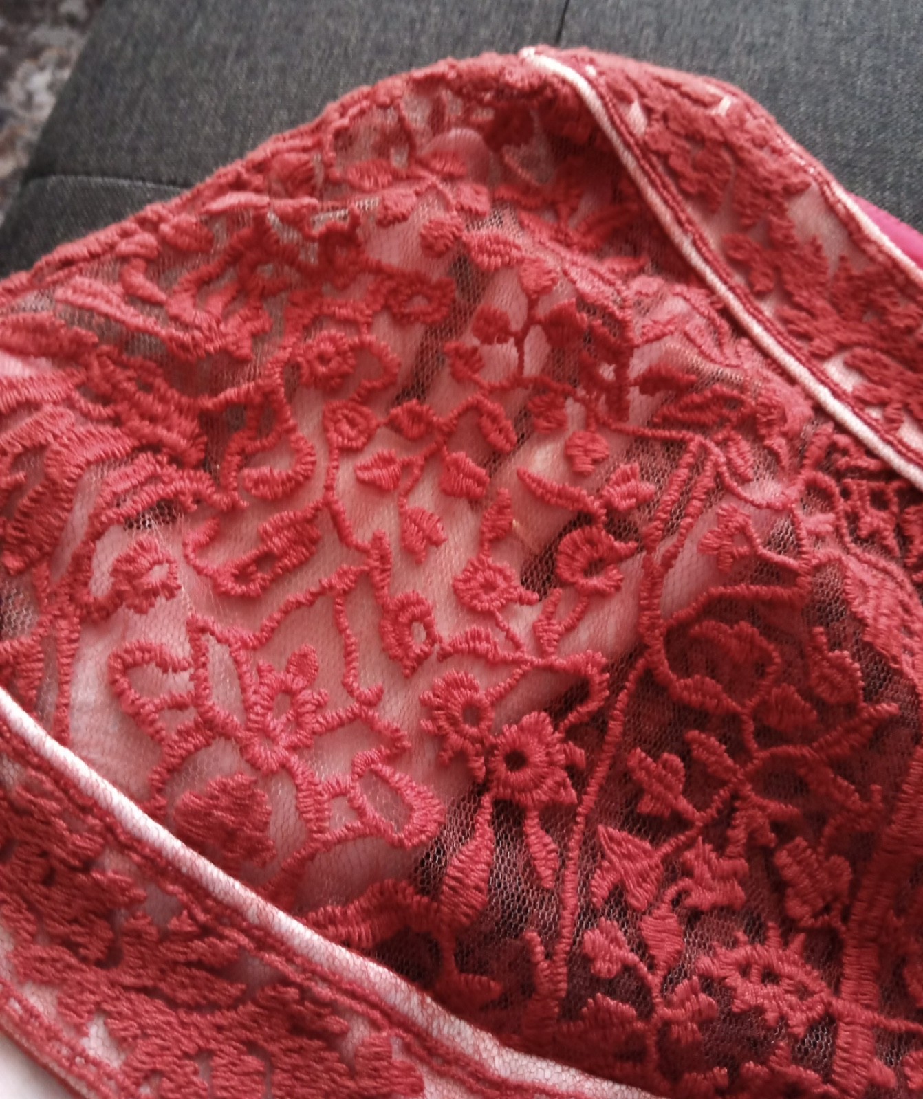 Tadashi Shoji Embroidered Banded Lace Dress US Size 18 Coral Orange White