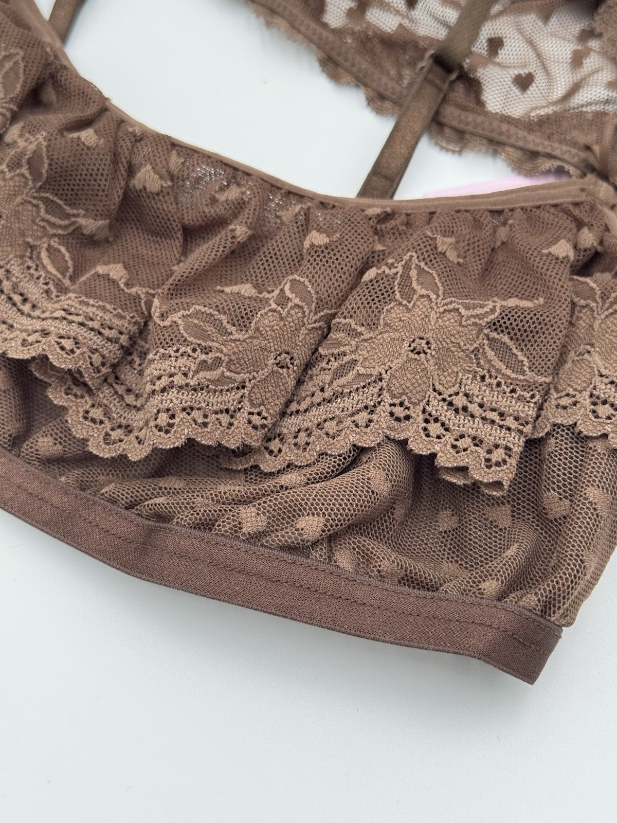 Wild Fable Lace Heart Bralette & Panty Lingerie Set – XXS – XXL Brown & Pink NWT