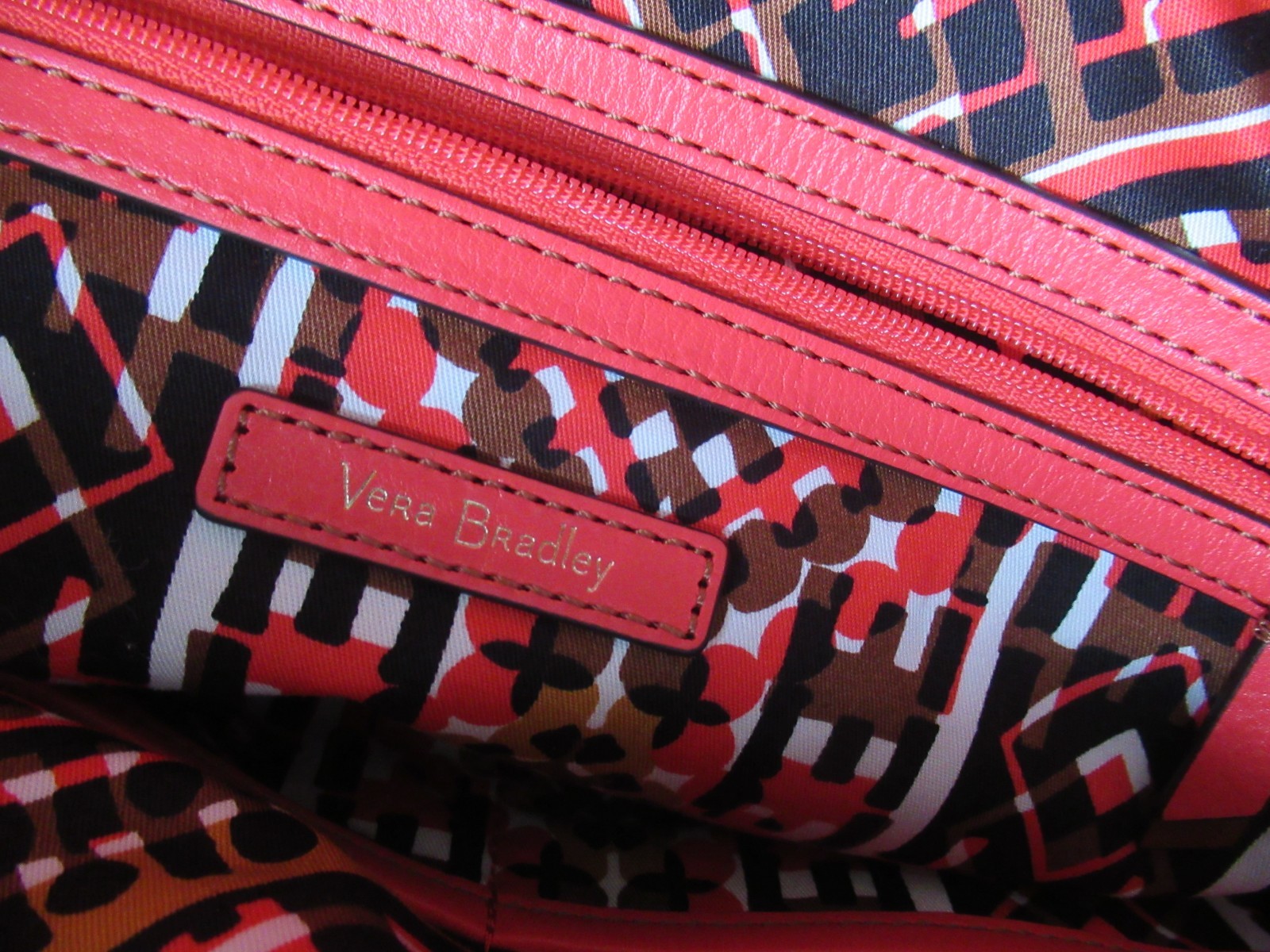 Vera Bradley Leather Tote in Canyon Sunset Red/Hot Pink