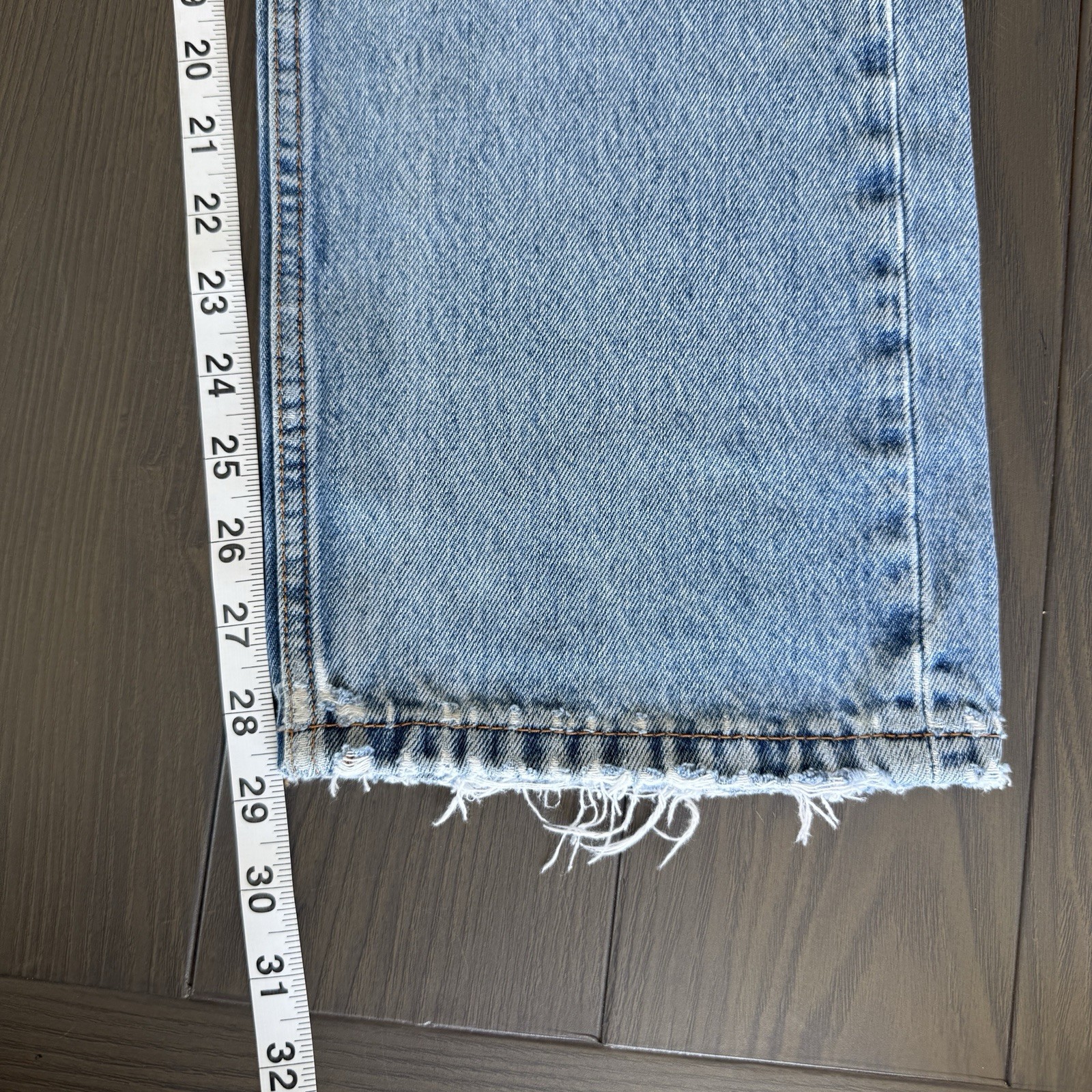 Levis 505 Straight Leg Relaxed Fit Jeans Mens 33×30 Blue Grunge Distressed Denim