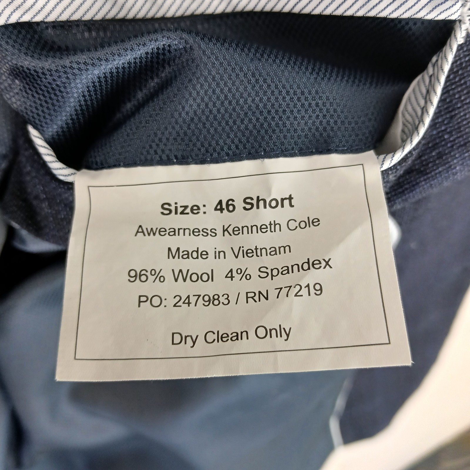 Kenneth Cole Awareness 46S Mens Blazer Jacket 21×29 Lightweight ***Fits A 42S **
