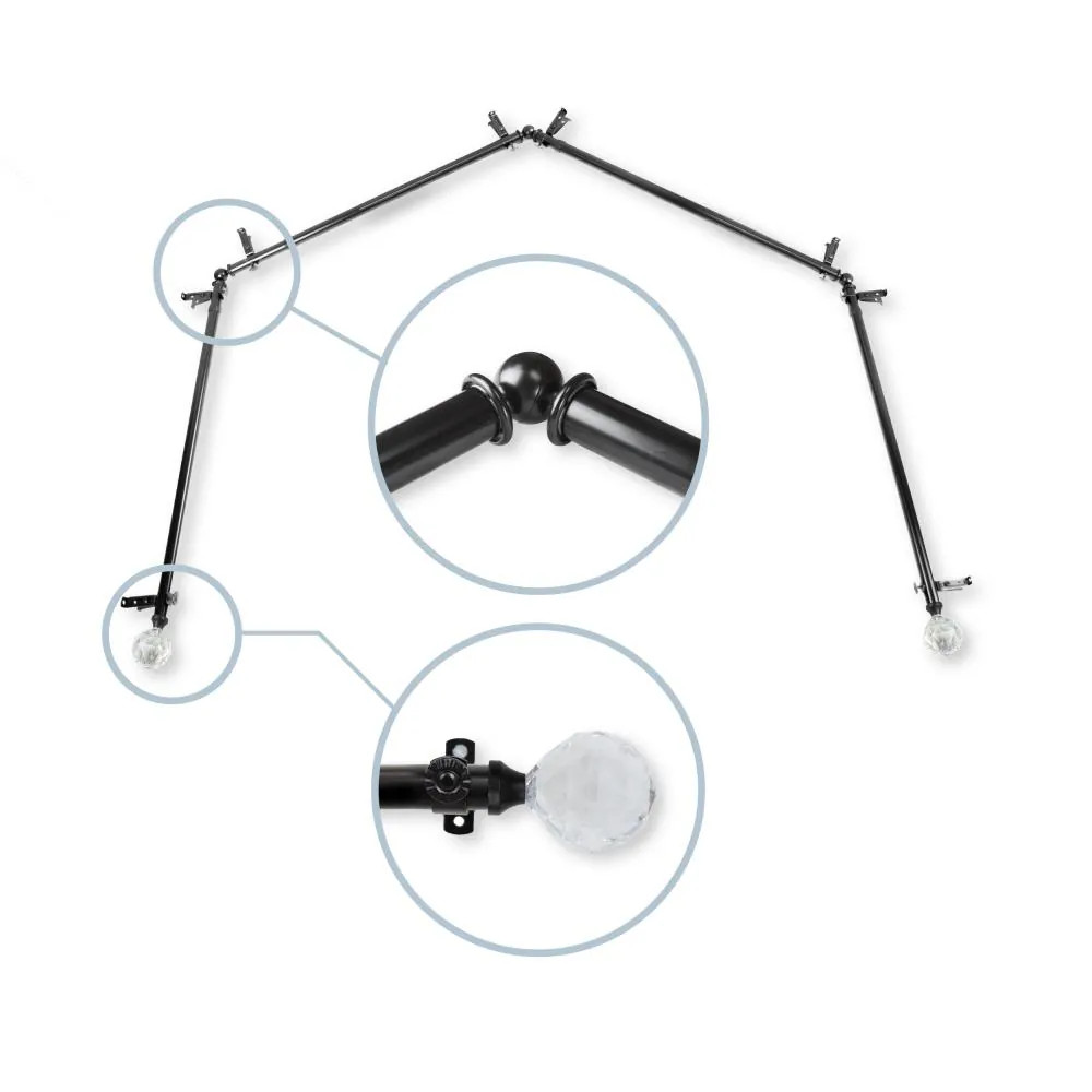 Hart & Harlow Carved 13/16-in 4-sided 28-in to 48-in Black Steel Bay Windo|16983