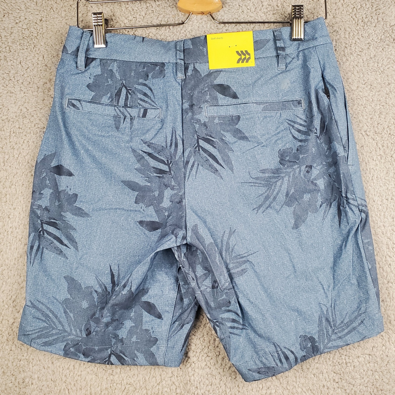 All In Motion Men’s Shorts 30-40 Blue Navy Palm Tree Print Athletic Golf Stretch