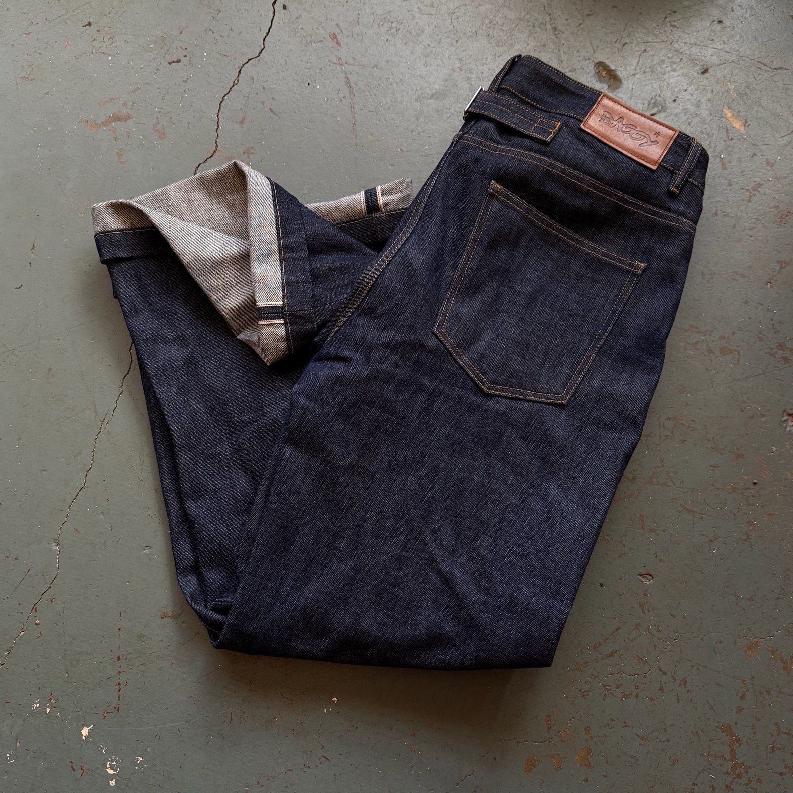 Baggy Raw Selvedge Denim bootcut Jeans 36×33