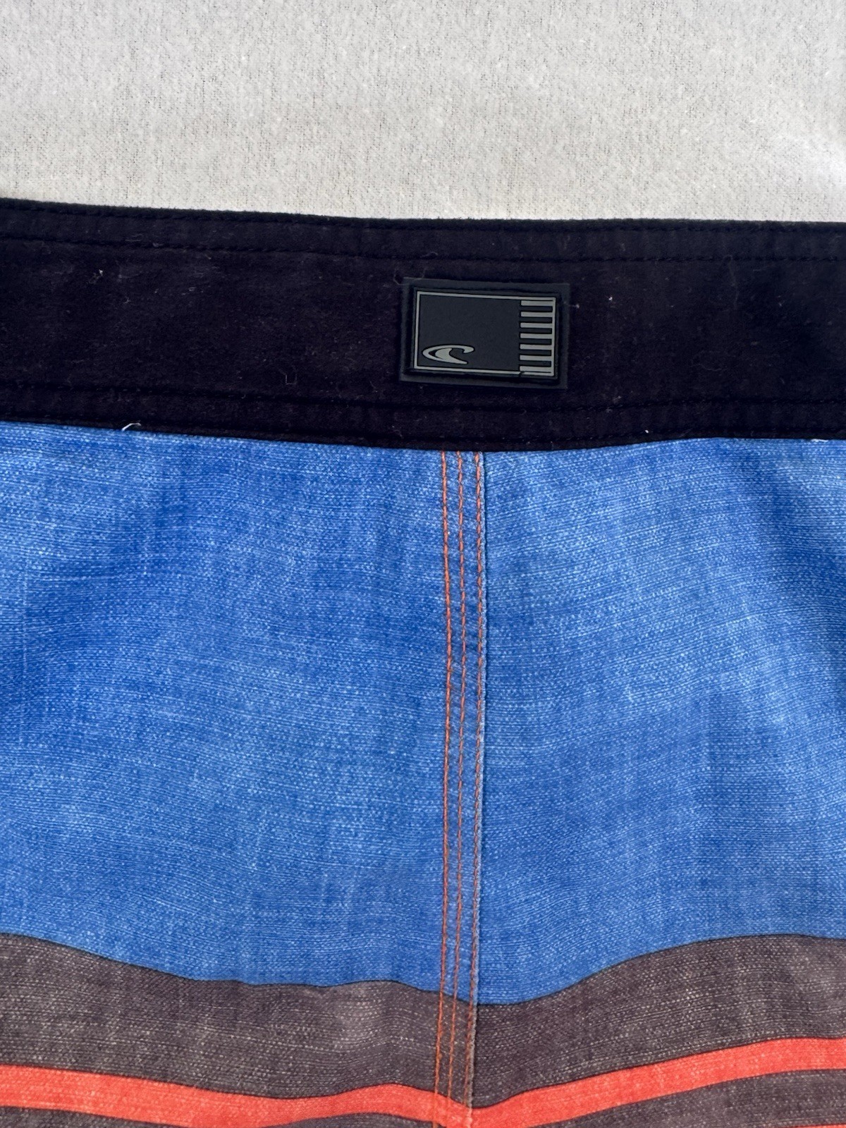 O’Neill Board Shorts Mens 31 Orange Striped 10″ Swim Trunks Quick Dry Surf A151