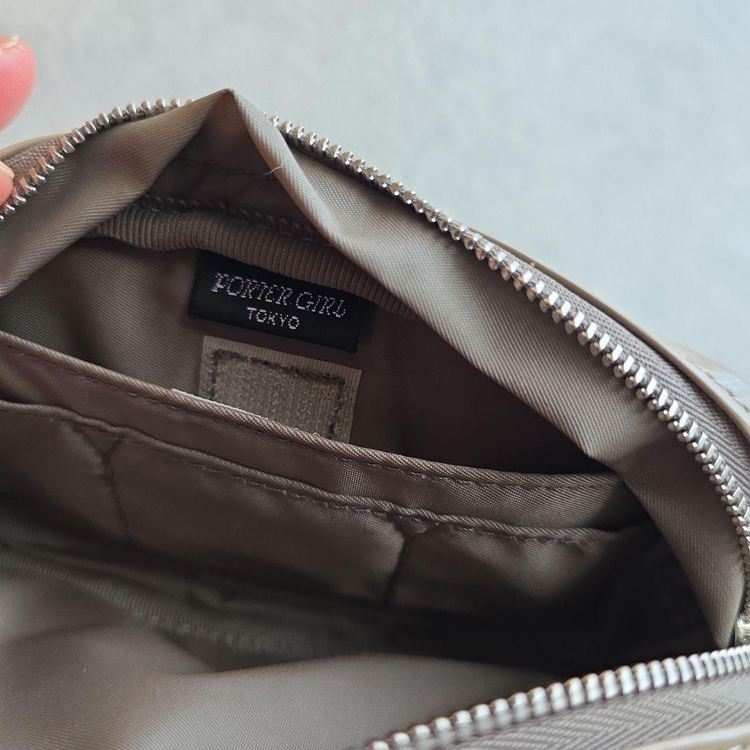 Porter Girl Enamel Gray Multifunctional Pouch with Pockets Used