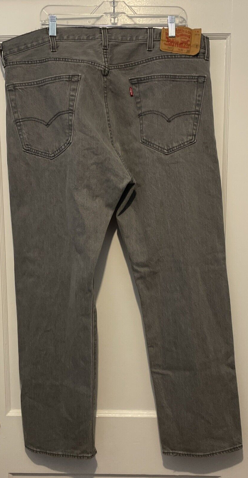 Levi’s 501 Jeans Men 40×30 Gray Relaxed Fit Button Fly Str Leg Western Irregular