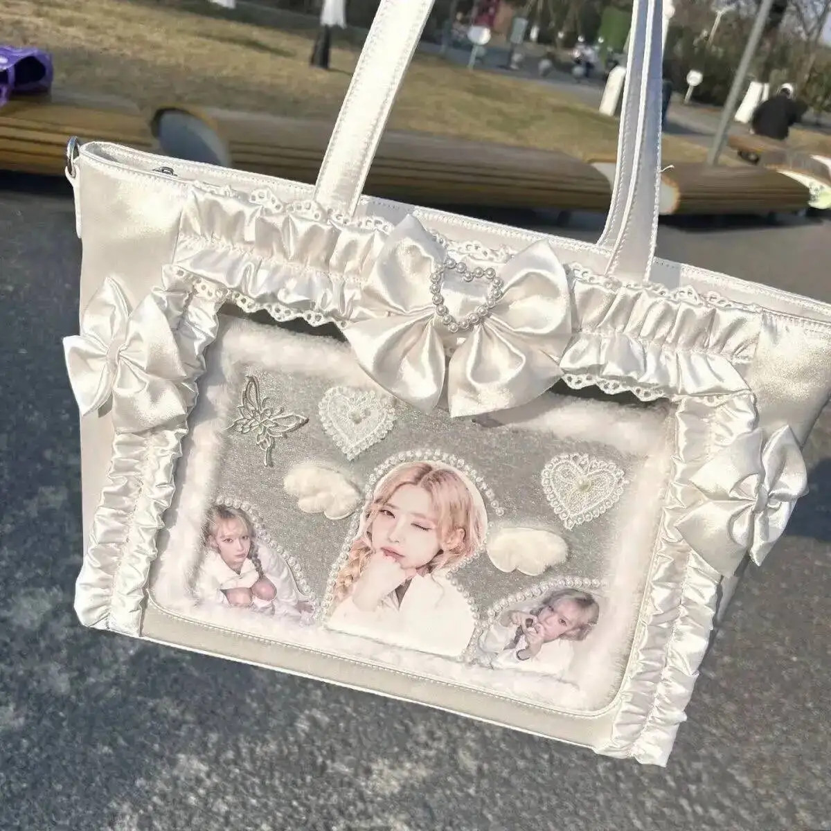 Y2K Lolita Ita Bag, Cute Sweet Clear Shoulder Bag for DIY Display