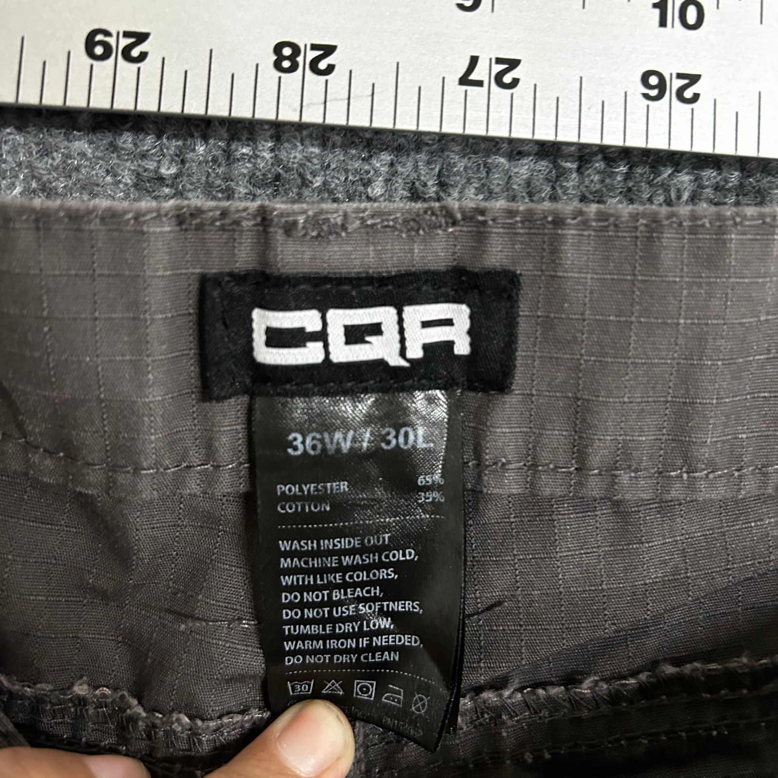 CQR Cargo Pants Mens Size 36W x 30L Grey Ripstop Tactical Workwear Pockets