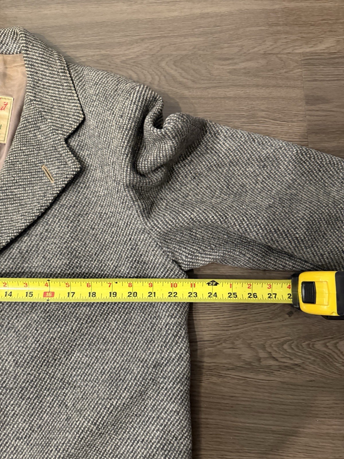 VTG 50s Briar Knit Wool Knitted Fabric Gray Tweed Overcoat Around Medium