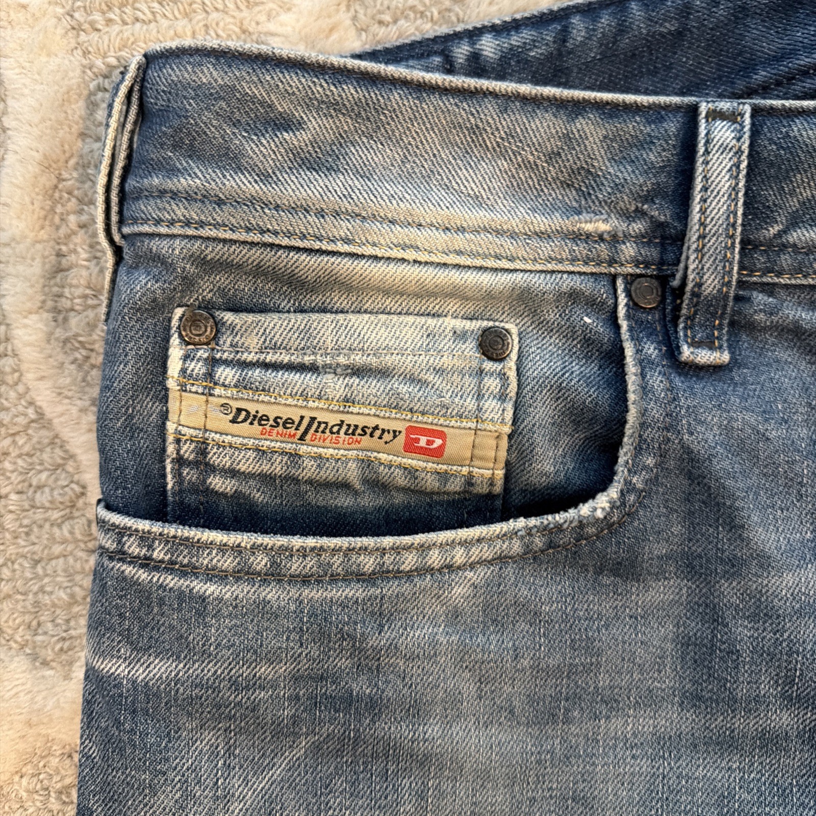Diesel Zathan Jeans 0071J Men 32×30 Blue Bootcut Denim Distressed. Y2K 2007