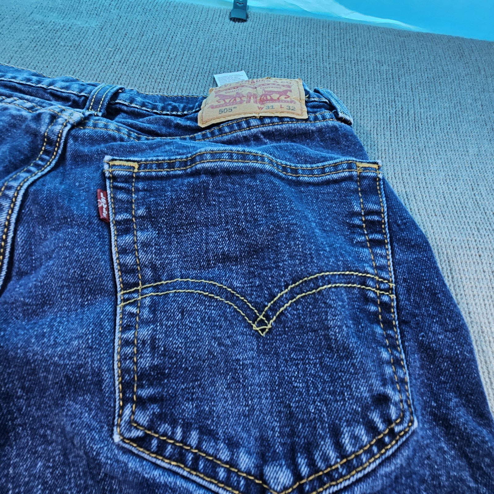 Levi’s 505 Men’s Regular Fit Jeans, Size 31×32, Blue Denim