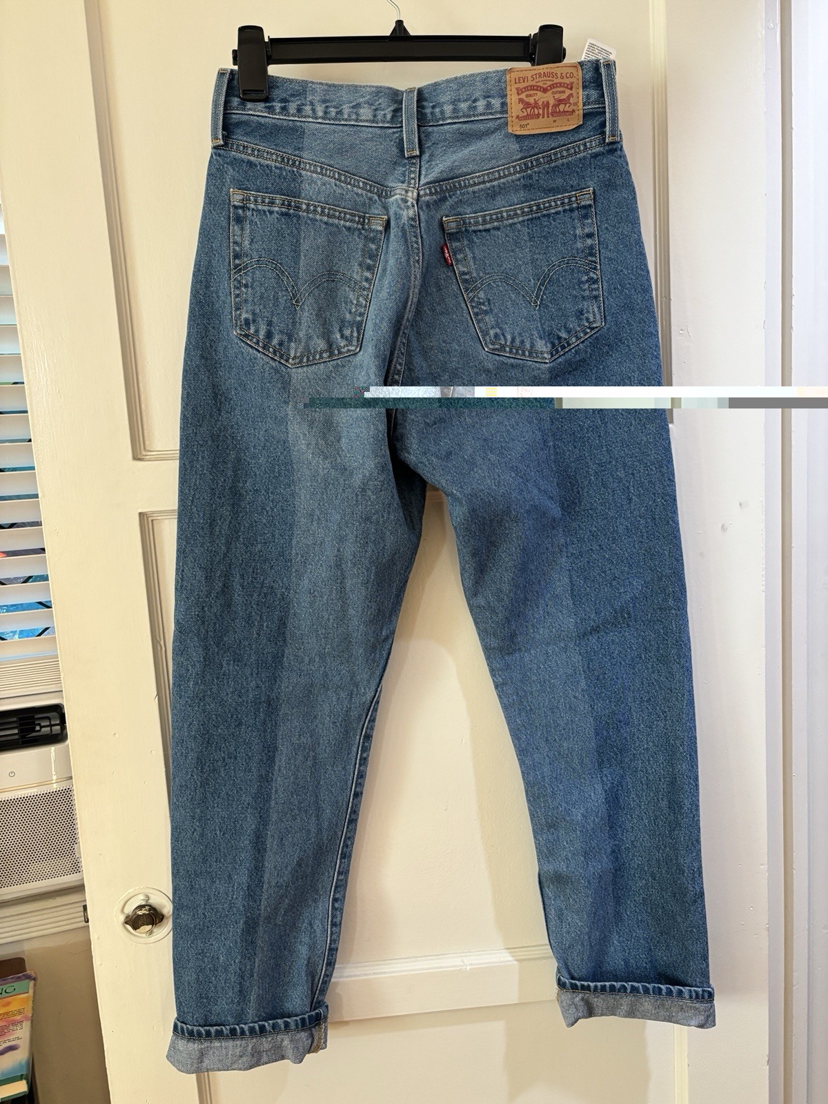 Levi’s Men’s Blue Medium Wash Straight Fit Button Fly 5-Pocket Jeans