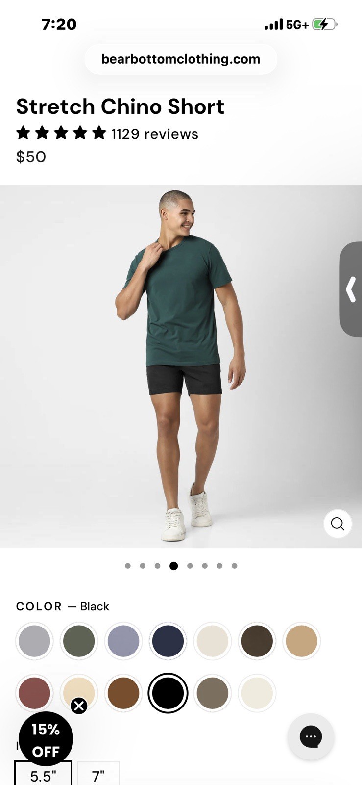 Bear Bottom Stretch Chino Shorts 5.5” All Size M (5 PAIRS)