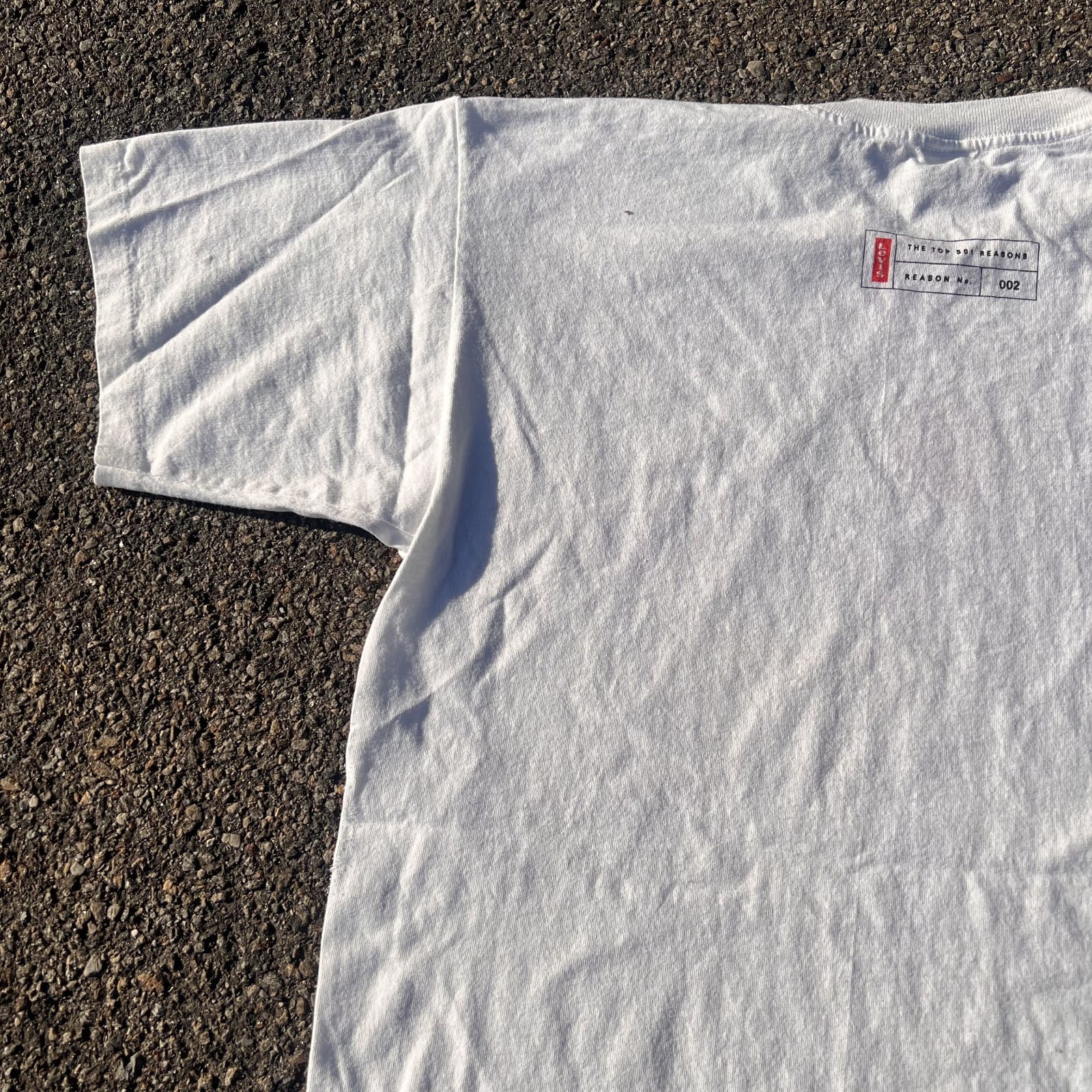 VTG 90s Levis 501 Button Fly Promo Shirt Sz M White Zipper Graphic Single Stitch