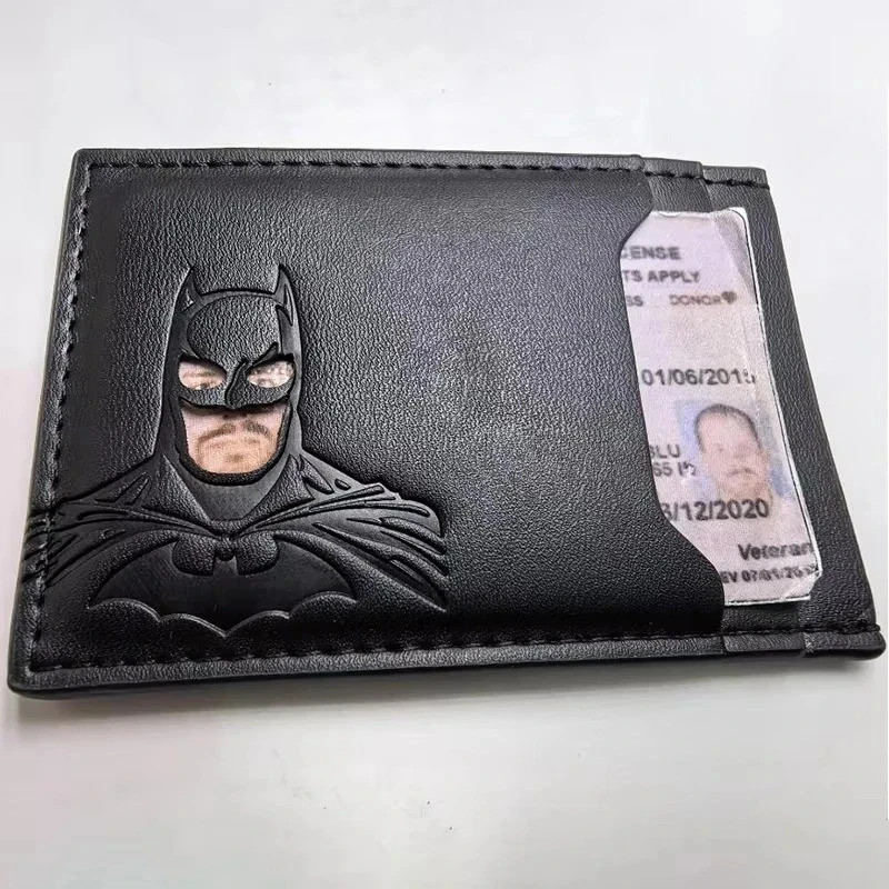 Personalized Leather Bat Wallet Superhero Mask Card Holder Heroic ID Wallet.
