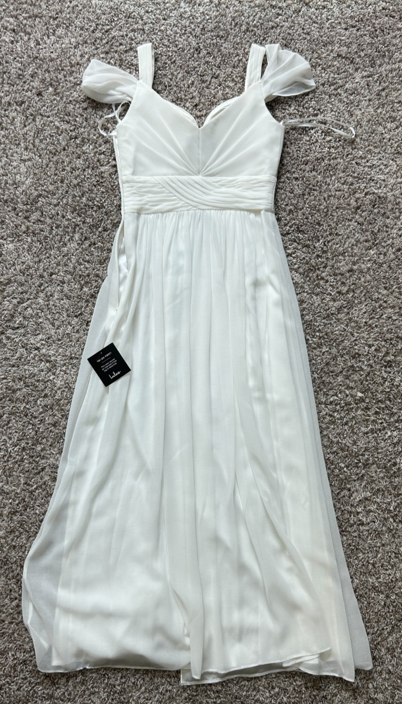Lulu’s Ocean of Elegance NWT!!! Ivory Maxi Dress XS Bridal Engagement Photoshoot