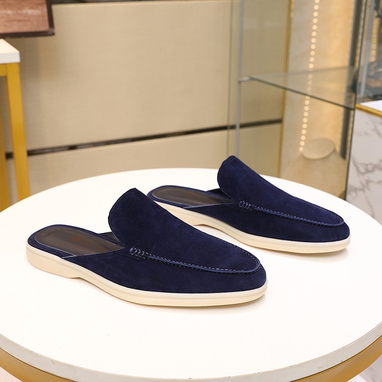 Mens Summer Suede Leather Slippers Casual Mules Comfort Retro Loafers Shoes