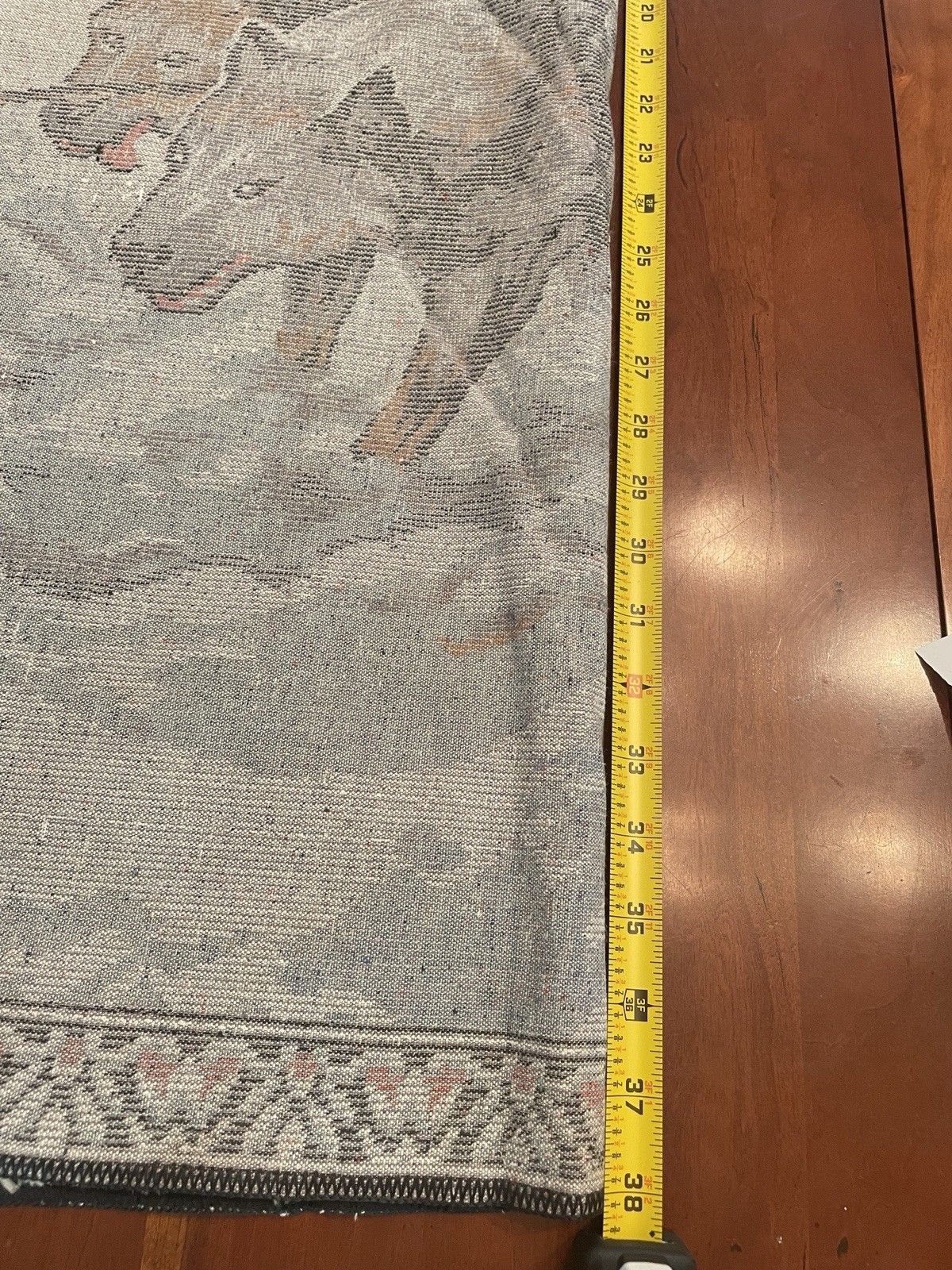 Vintage Italian Welvet Throw Rug 3 In. Fringe With Tags 38 x 27.5 In.