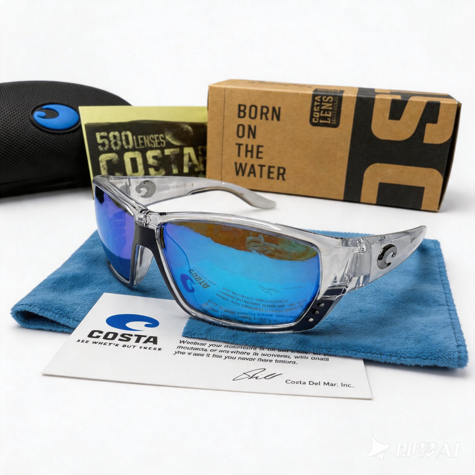 NEW Costa Del Mar Tuna Alley Clear Blue Mirror 580P Polarized Sunglasses