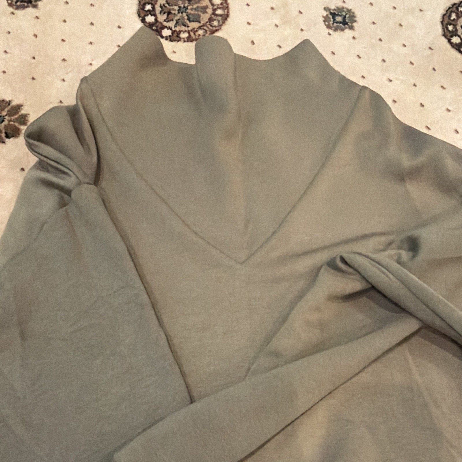 Varley Betsy Sweatshirt S + Wide-Leg Pants XS 2pc Set Green Mock Neck