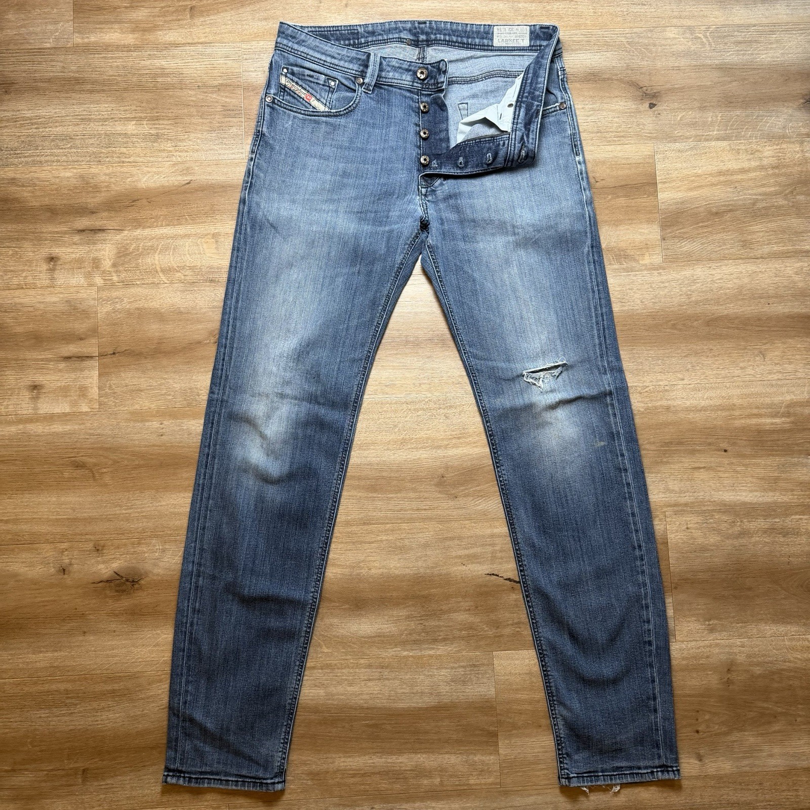 Diesel Larkee-T Jeans Men 32×34 Blue Regular Tapered Stretch Distressed 0814W