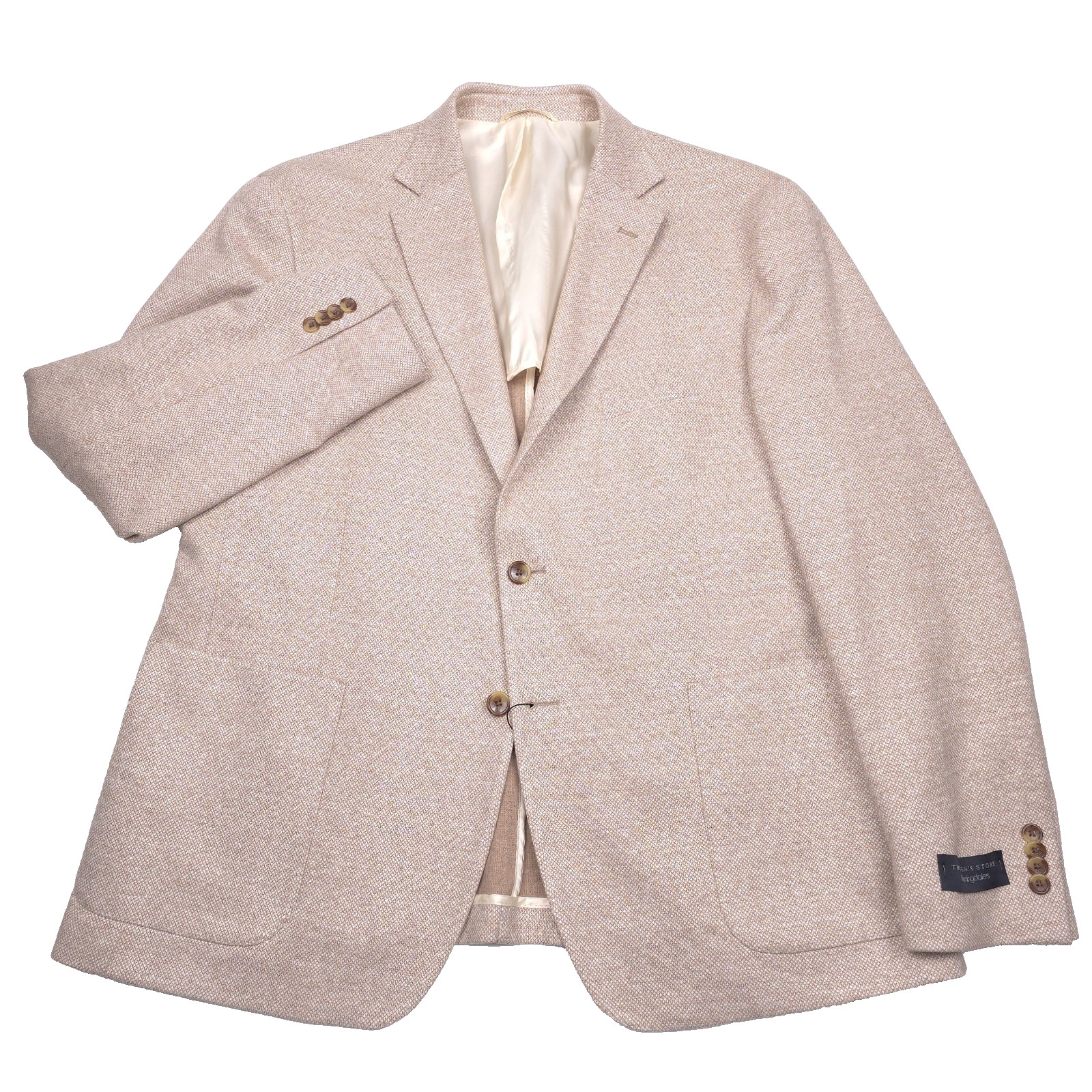 Bloomingdales Jersey Unstructured Sport Coat Mens 46R Oatmeal Tan Blazer Jacket