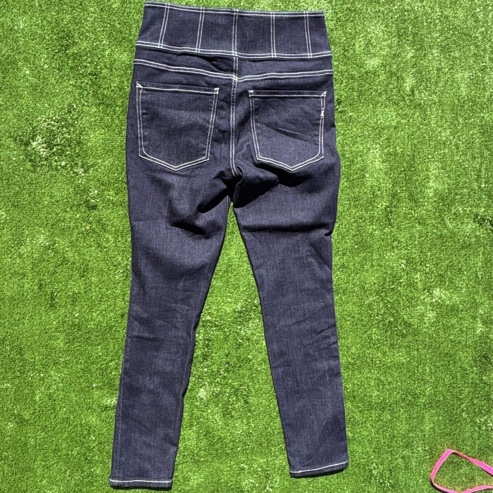 Express Dark Wash High Rise Button Fly Skinny Jeans Blue 5-Pocket Pockets