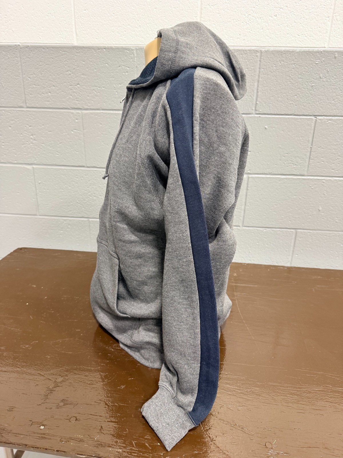 J. America Grey/Navy Full-Zip Hoodie