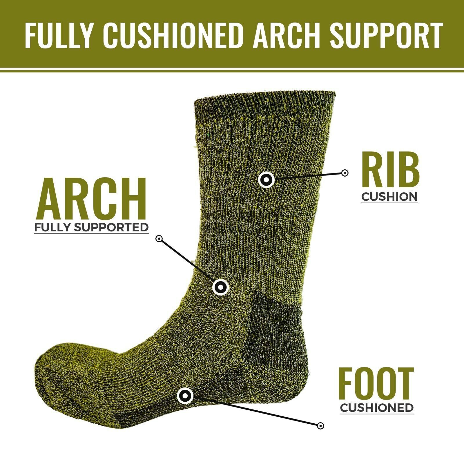 3 / 6 / 12 Pairs Mens Merino Wool Blend Military Work Boot thermal Socks 2.8 Tog