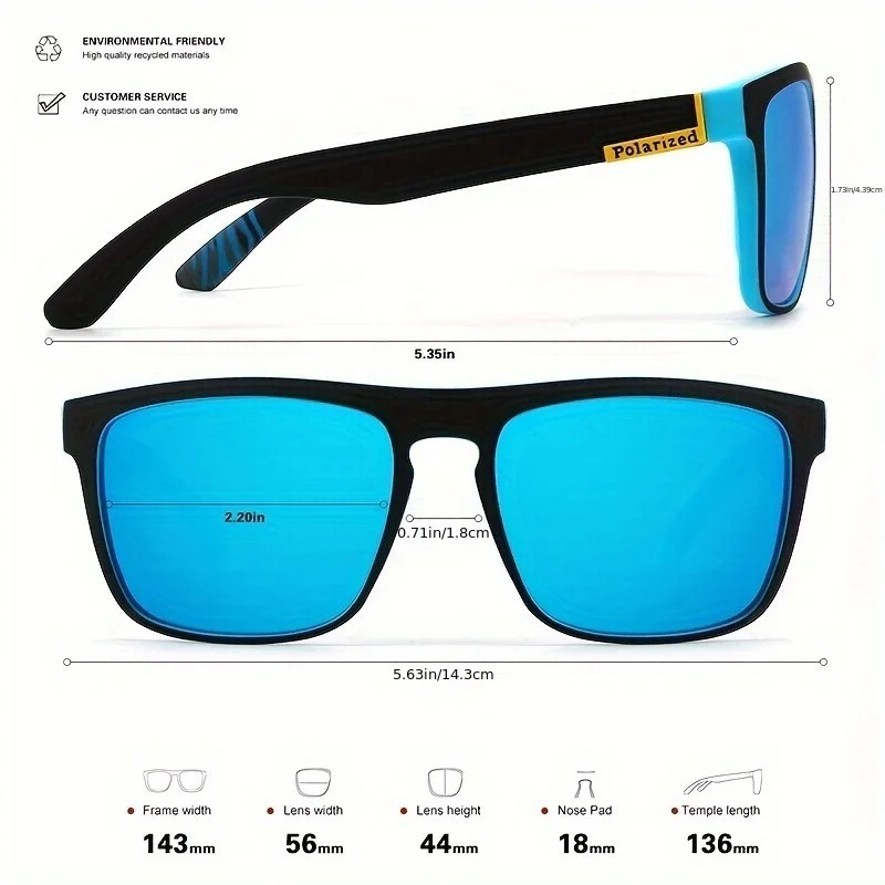 Square Polarized Sunglasses Men Women Outdoor Sports Driving Golfing