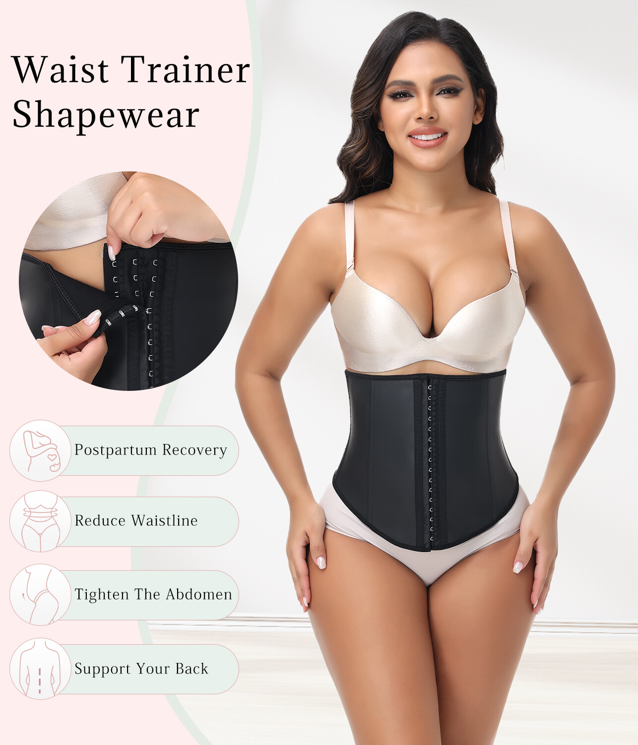 Latex Waist Trainer Corset Tummy Control entrenador de cintura Fajas Body Shaper