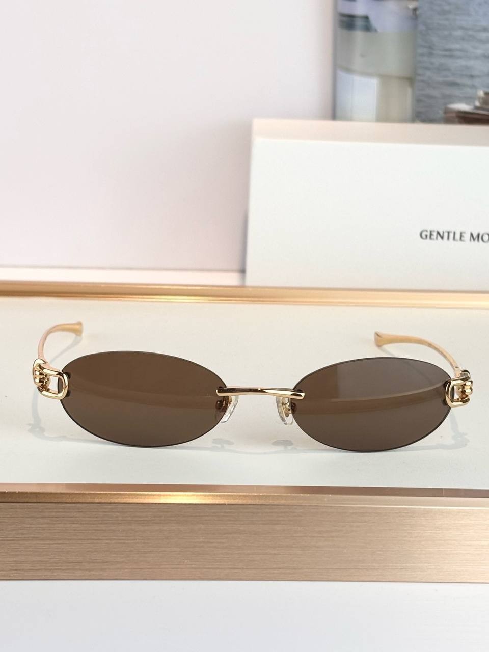 Sunglasses Gentle Monster Oval Rimless Sunglasses Gold Frame Bro