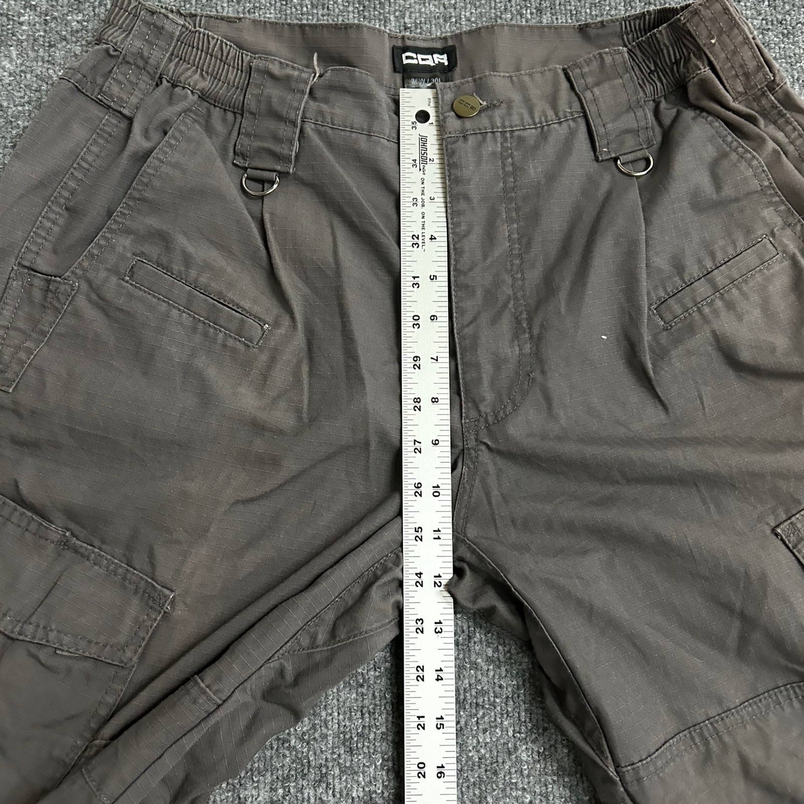 CQR Cargo Pants Mens Size 36W x 30L Grey Ripstop Tactical Workwear Pockets