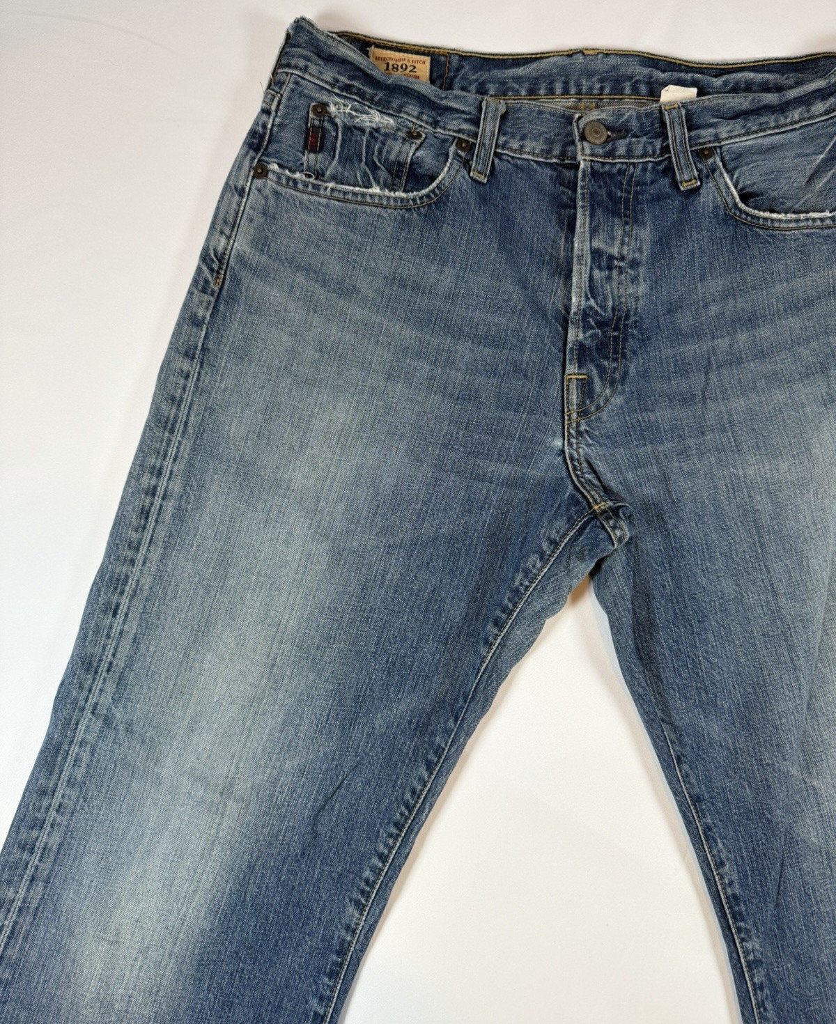 Mens 33×29 Boot Abercombie Fitch Y2K Relaxed Jeans Fade Distressed Western Rodeo