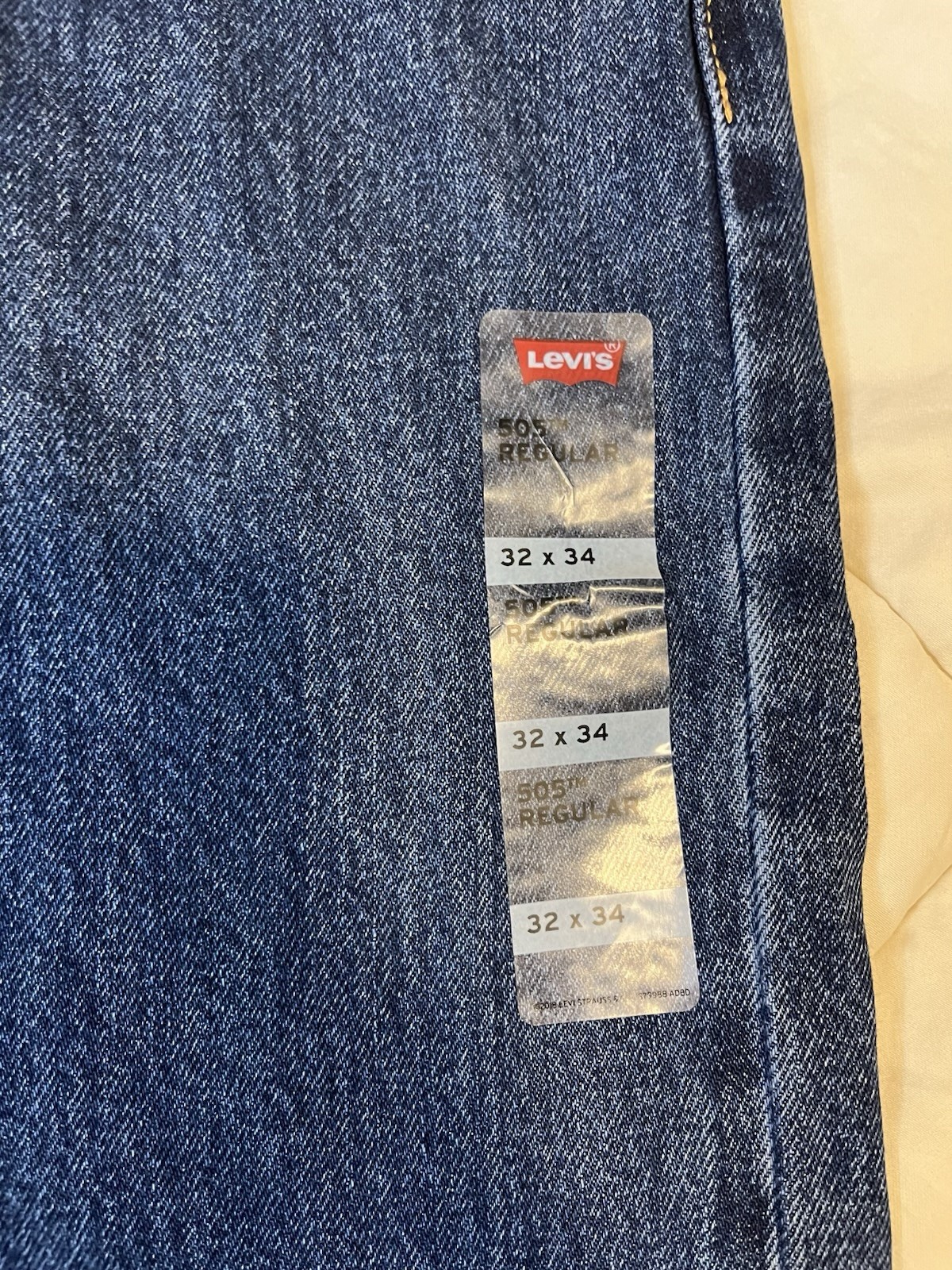 New Levi’s 505 32X34 Regular Fit Blue Denim Jeans Classic Straight Men’s NWT
