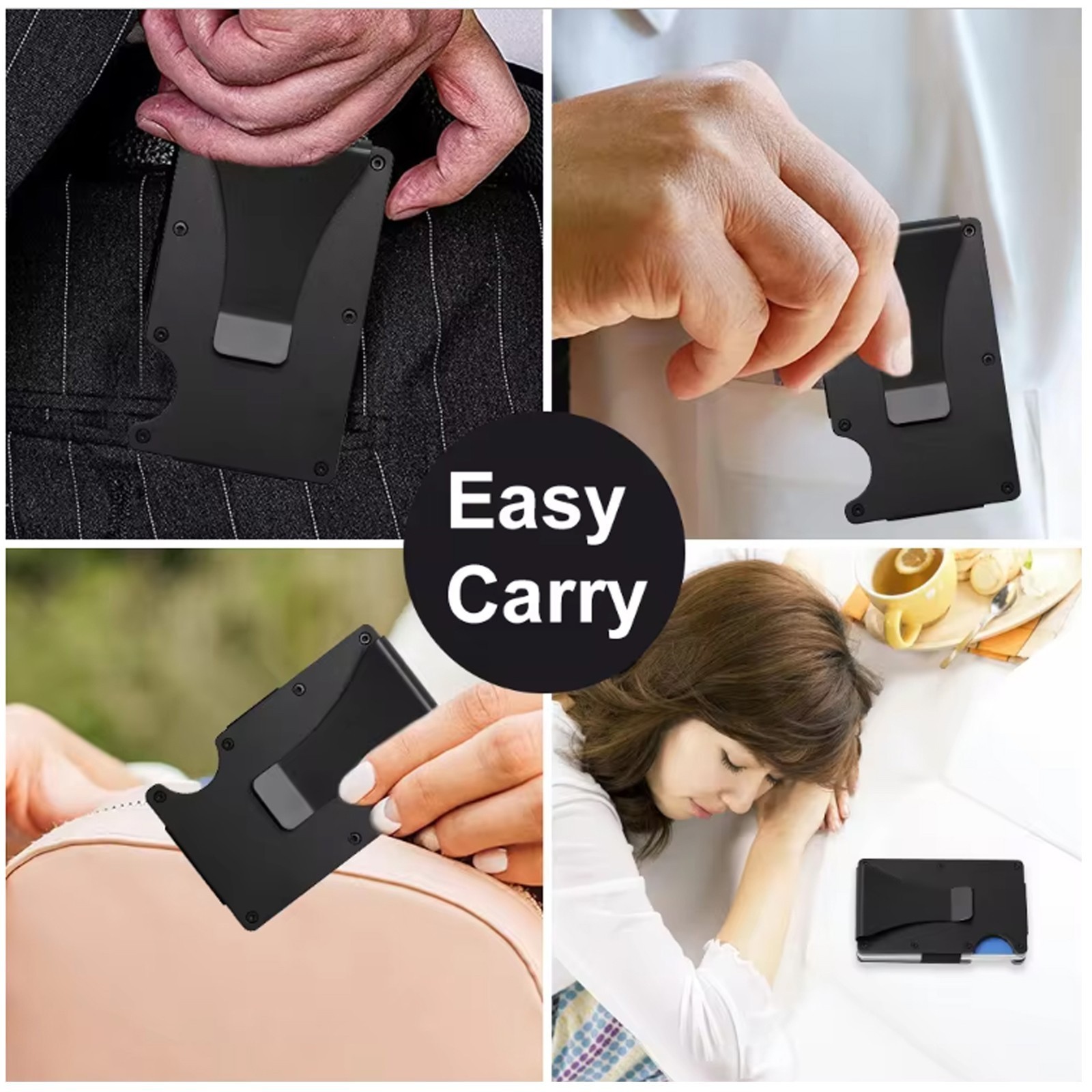 Leatherboss Men’s RFID Blocking Slim Money Clip Minimalist Wallet Card ID Holder